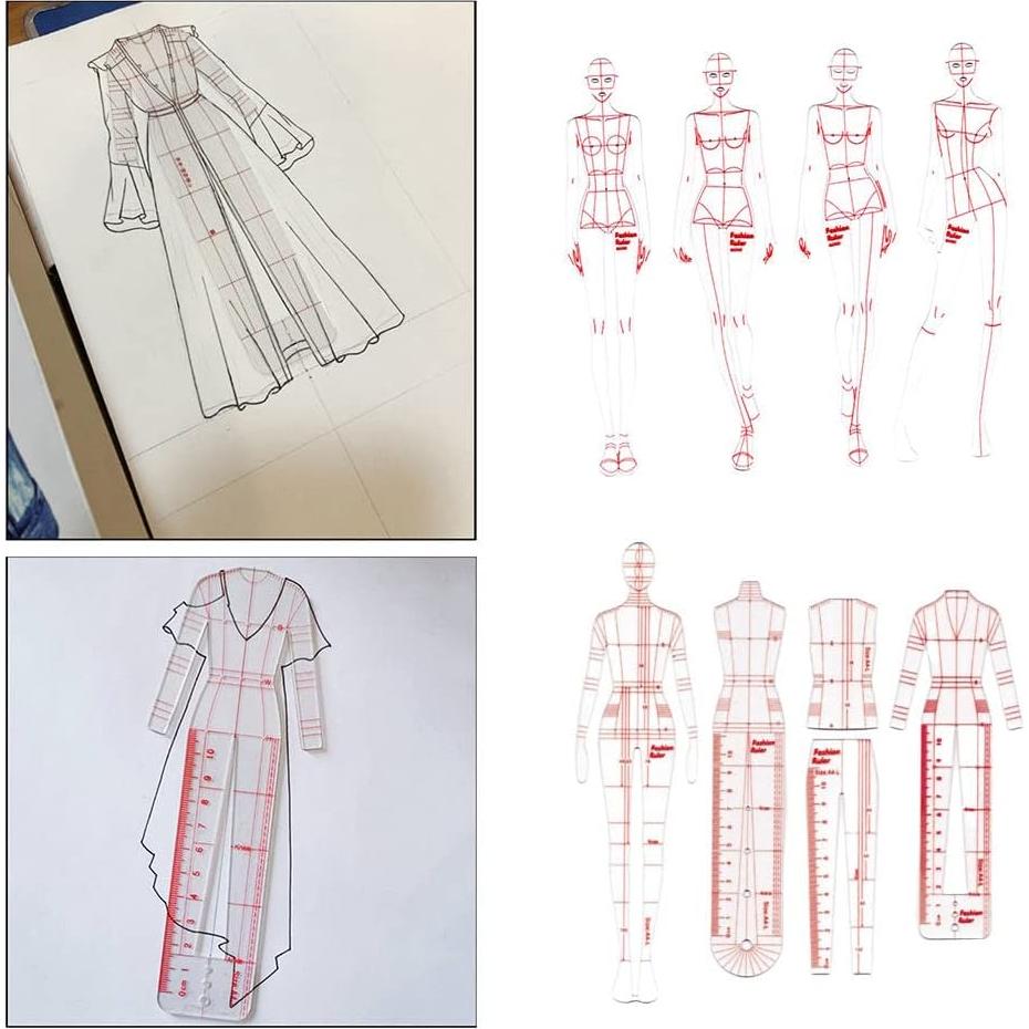 Juego de Plantillas de Curva Francesa DYNWAVE 8 Pcs para Sastrería