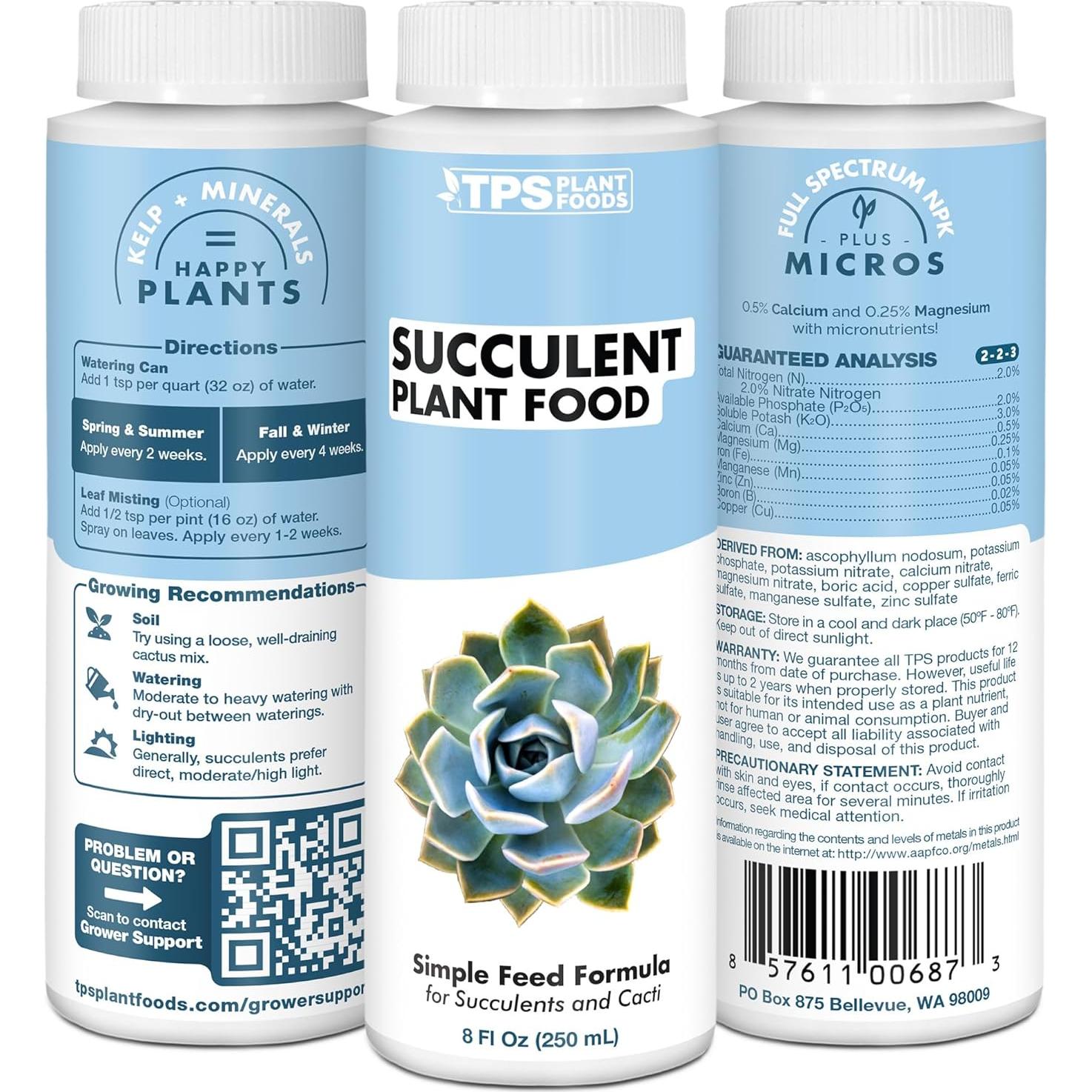 Fertilizante Líquido TPS Nutrients para Suculentas 250ml