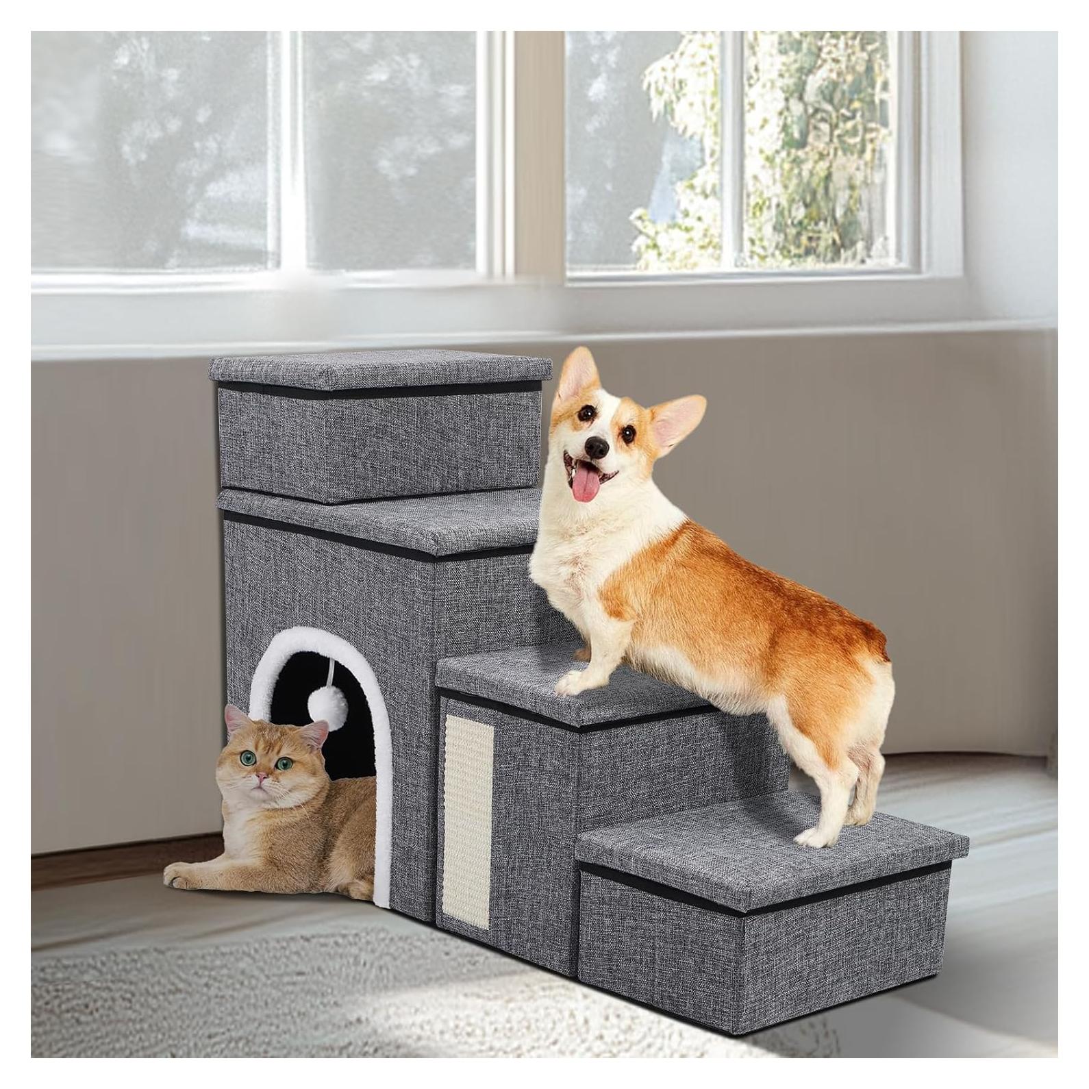 Escaleras Plegables para Perros Shikha 4 en 1 Gris 85.85cm