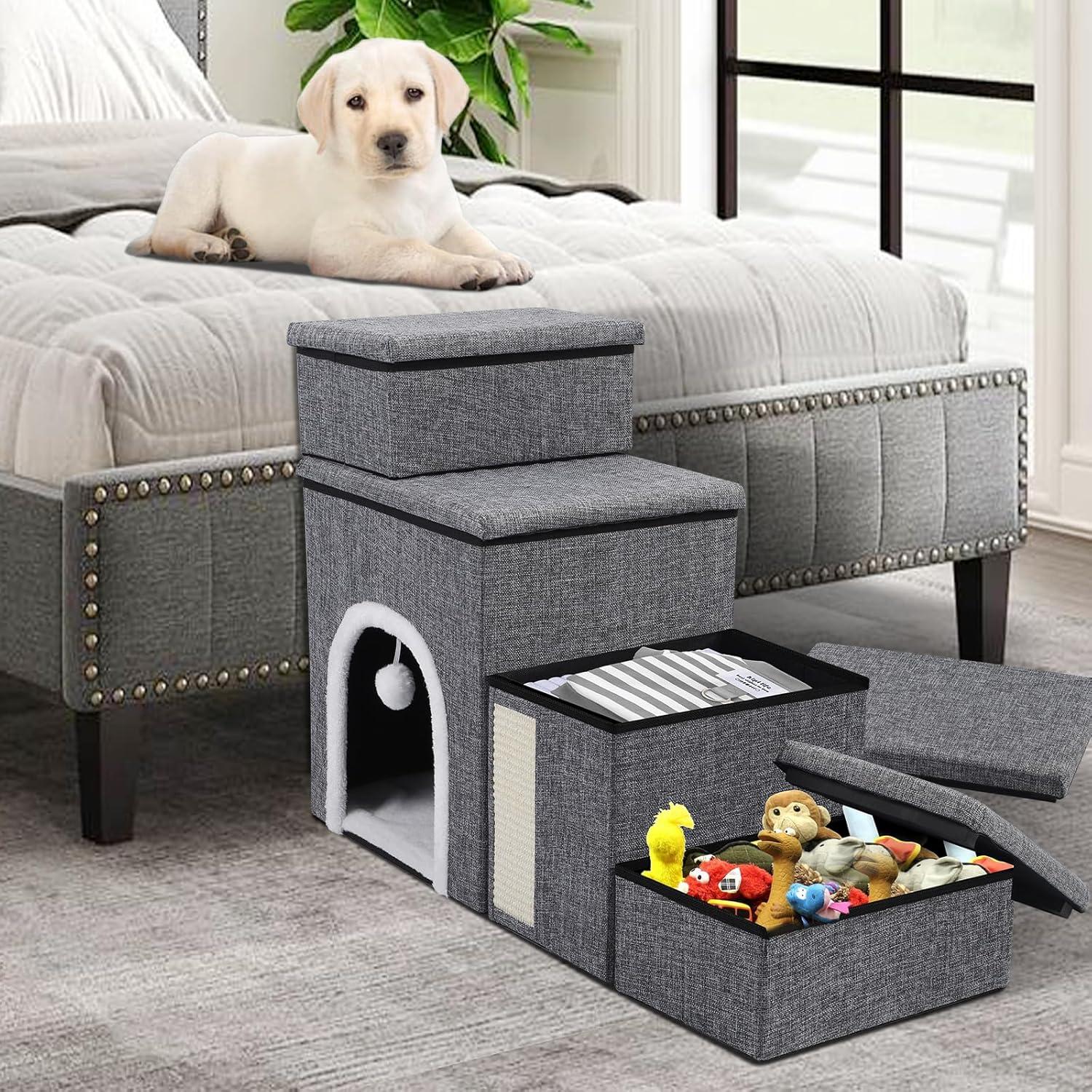 Escaleras Plegables para Perros Shikha 4 en 1 Gris 85.85cm