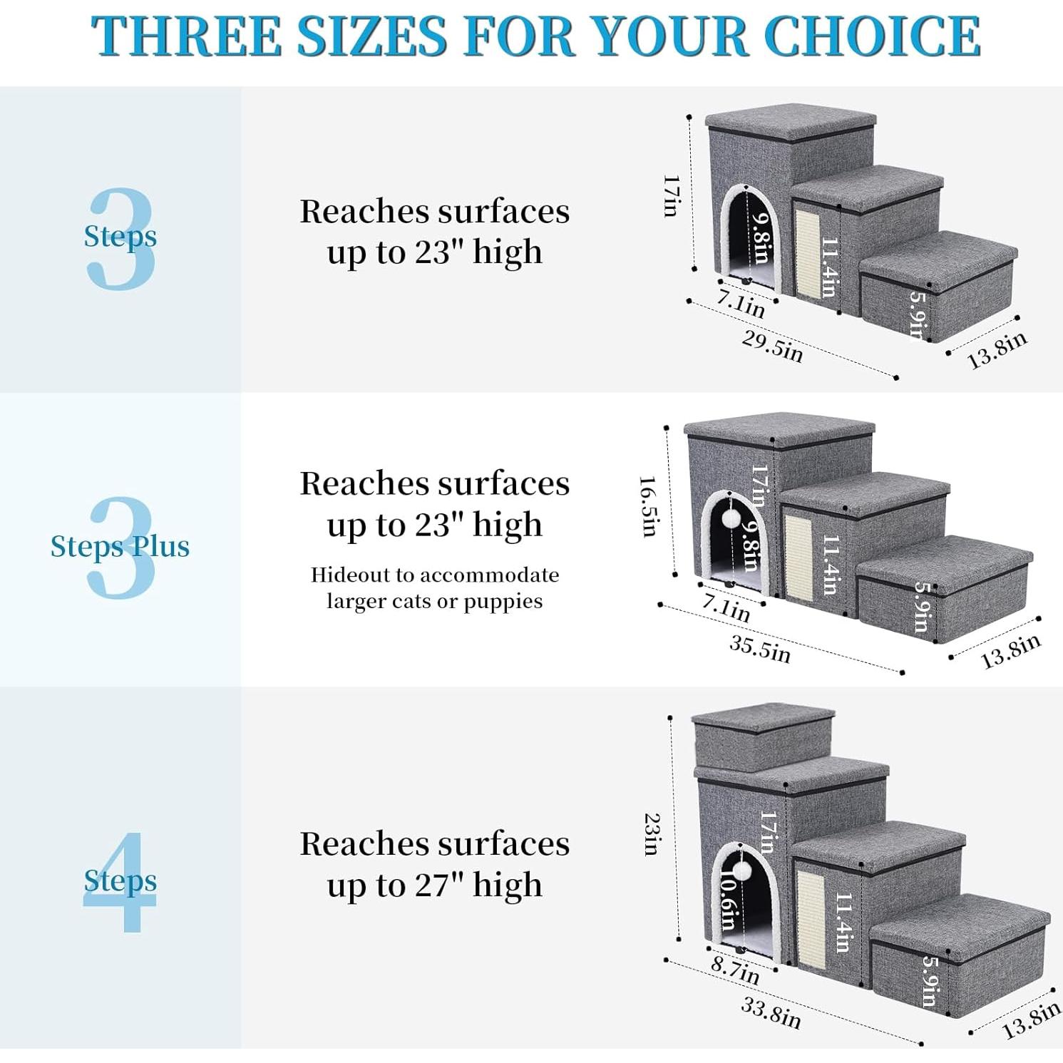 Escaleras Plegables para Perros Shikha 4 en 1 Gris 85.85cm