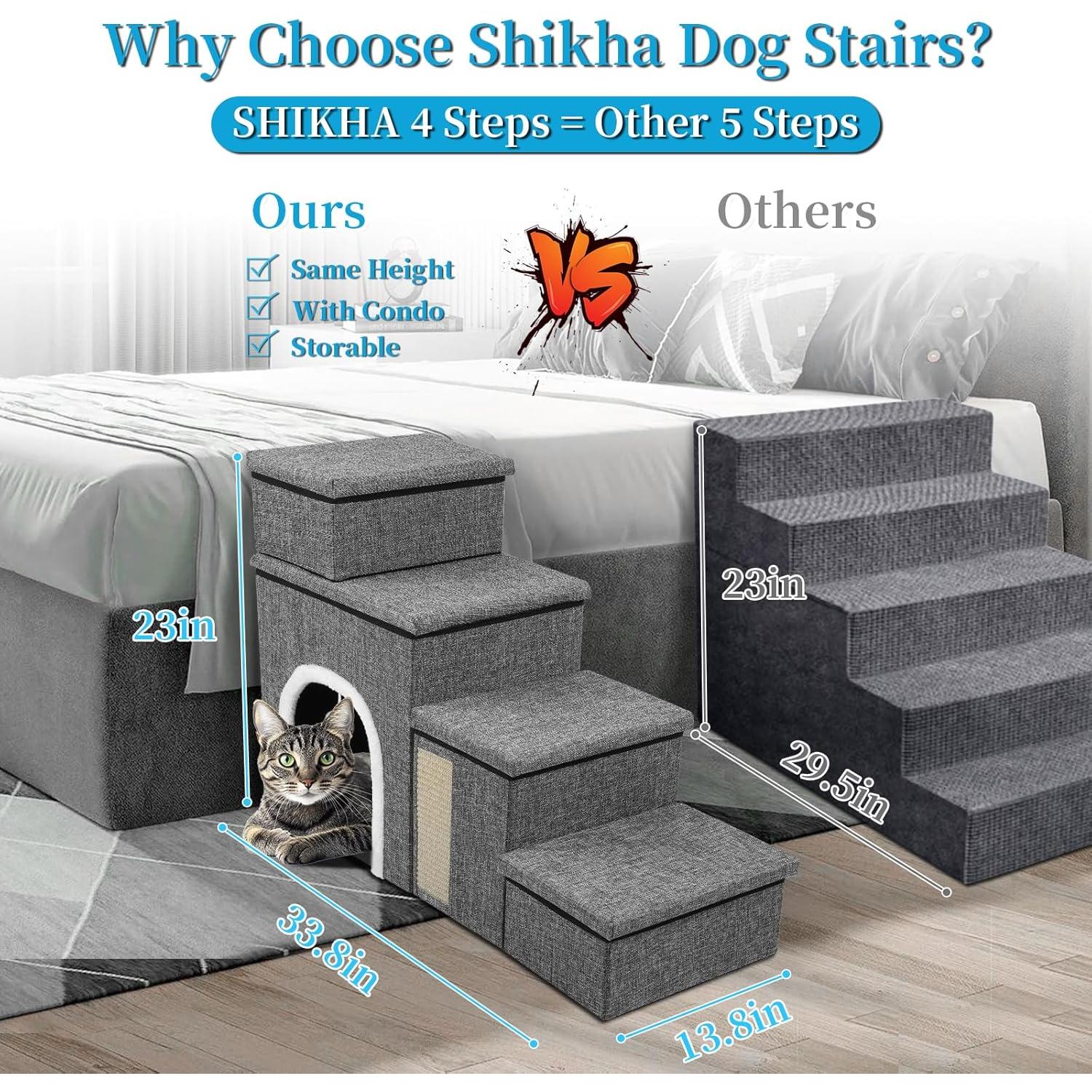 Escaleras Plegables para Perros Shikha 4 en 1 Gris 85.85cm