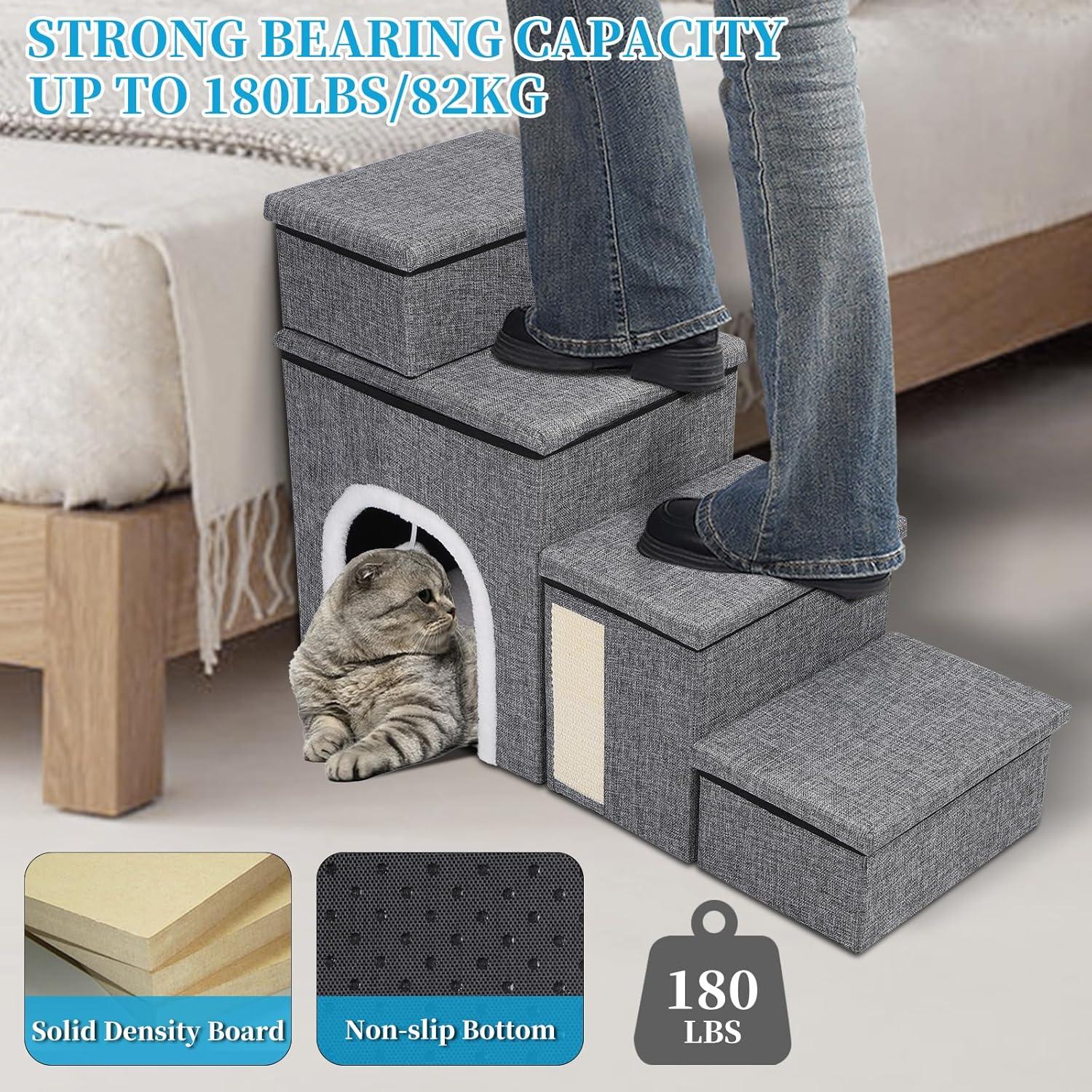 Escaleras Plegables para Perros Shikha 4 en 1 Gris 85.85cm