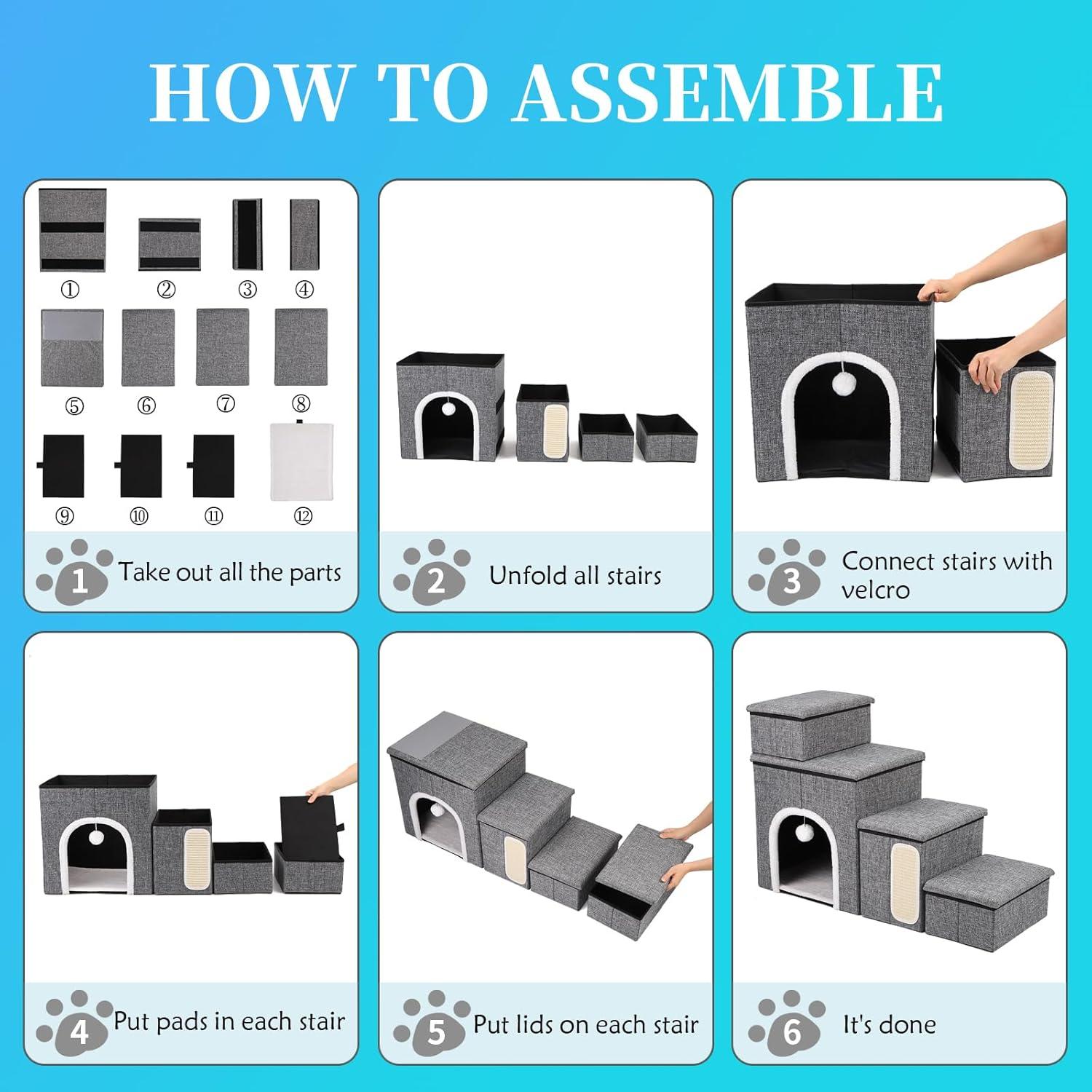 Escaleras Plegables para Perros Shikha 4 en 1 Gris 85.85cm