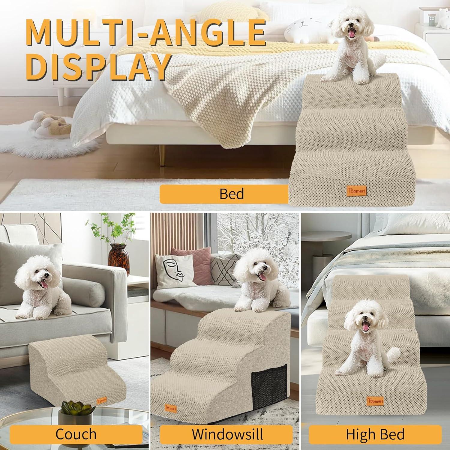 Rampas para Perros Topmart 3 Niveles Antideslizantes Beige