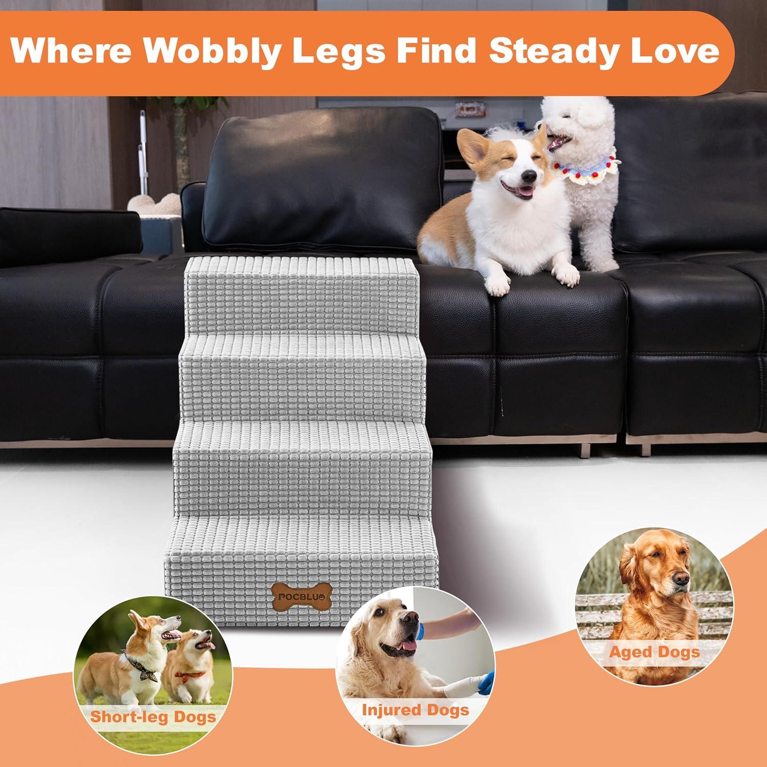 Escalera para Perros POCBLUE 4 Pasos Antideslizante Gris 44.96 cm