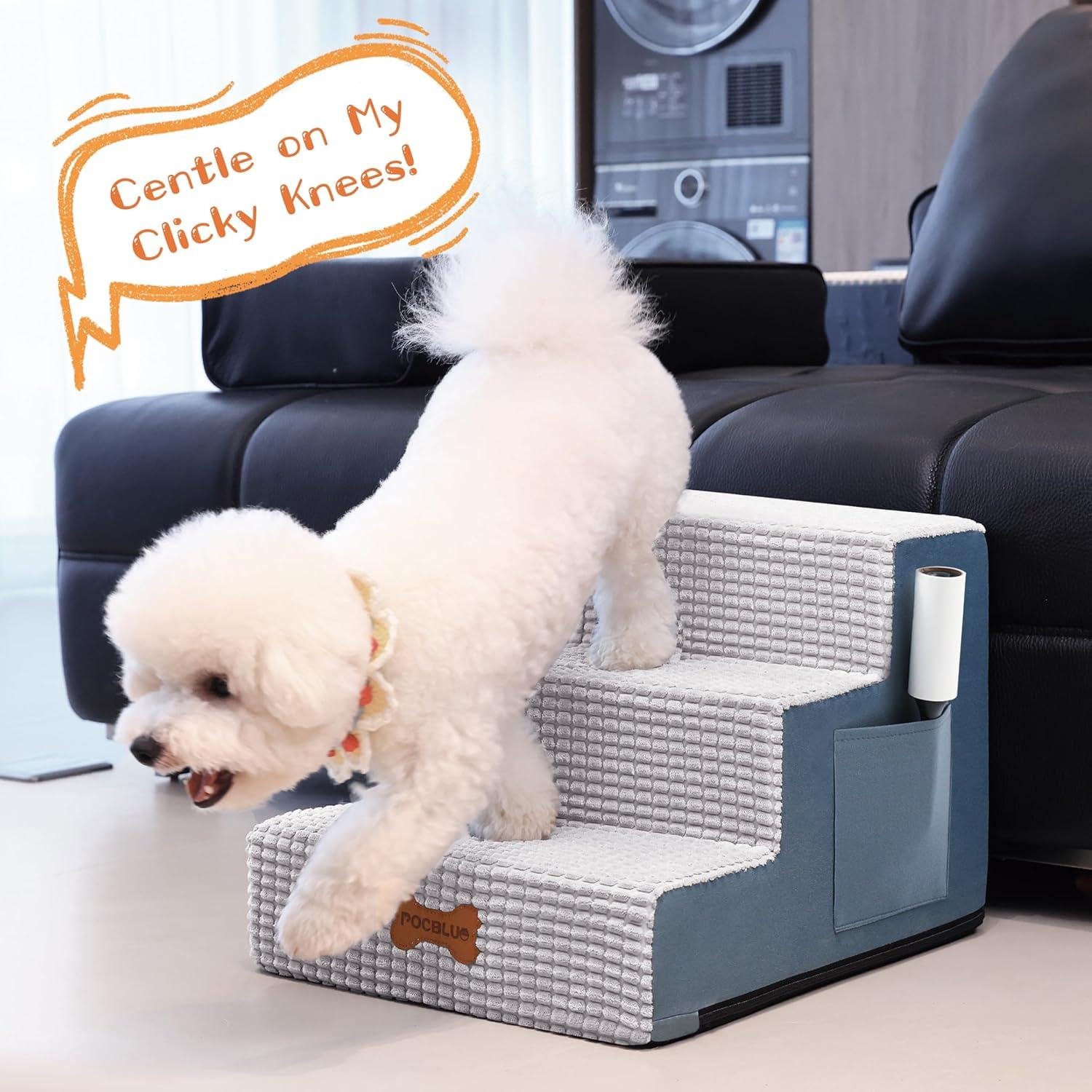 Escalera para Perros POCBLUE 4 Pasos Antideslizante Gris 44.96 cm