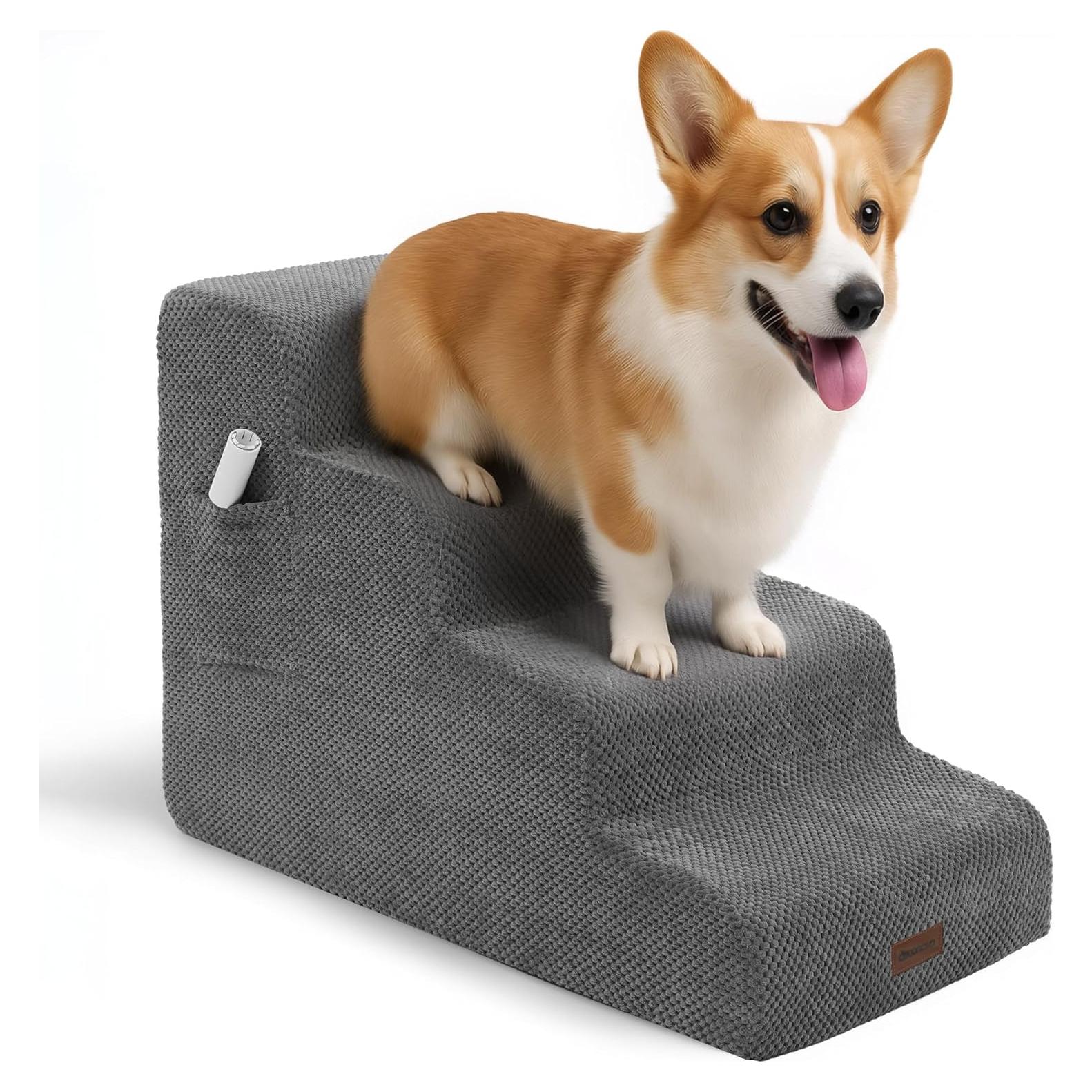 Escalera para Mascotas Deconovo 4 Pasos Antideslizante 50 cm Gris