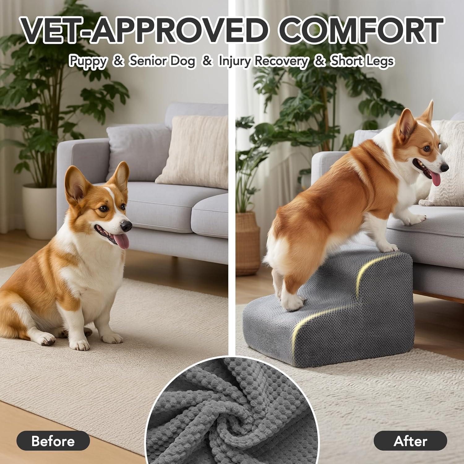 Escalera para Mascotas Deconovo 4 Pasos Antideslizante 50 cm Gris