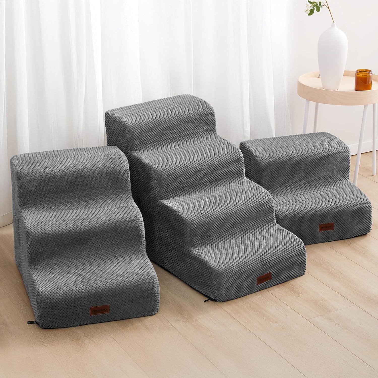 Escalera para Mascotas Deconovo 4 Pasos Antideslizante 50 cm Gris