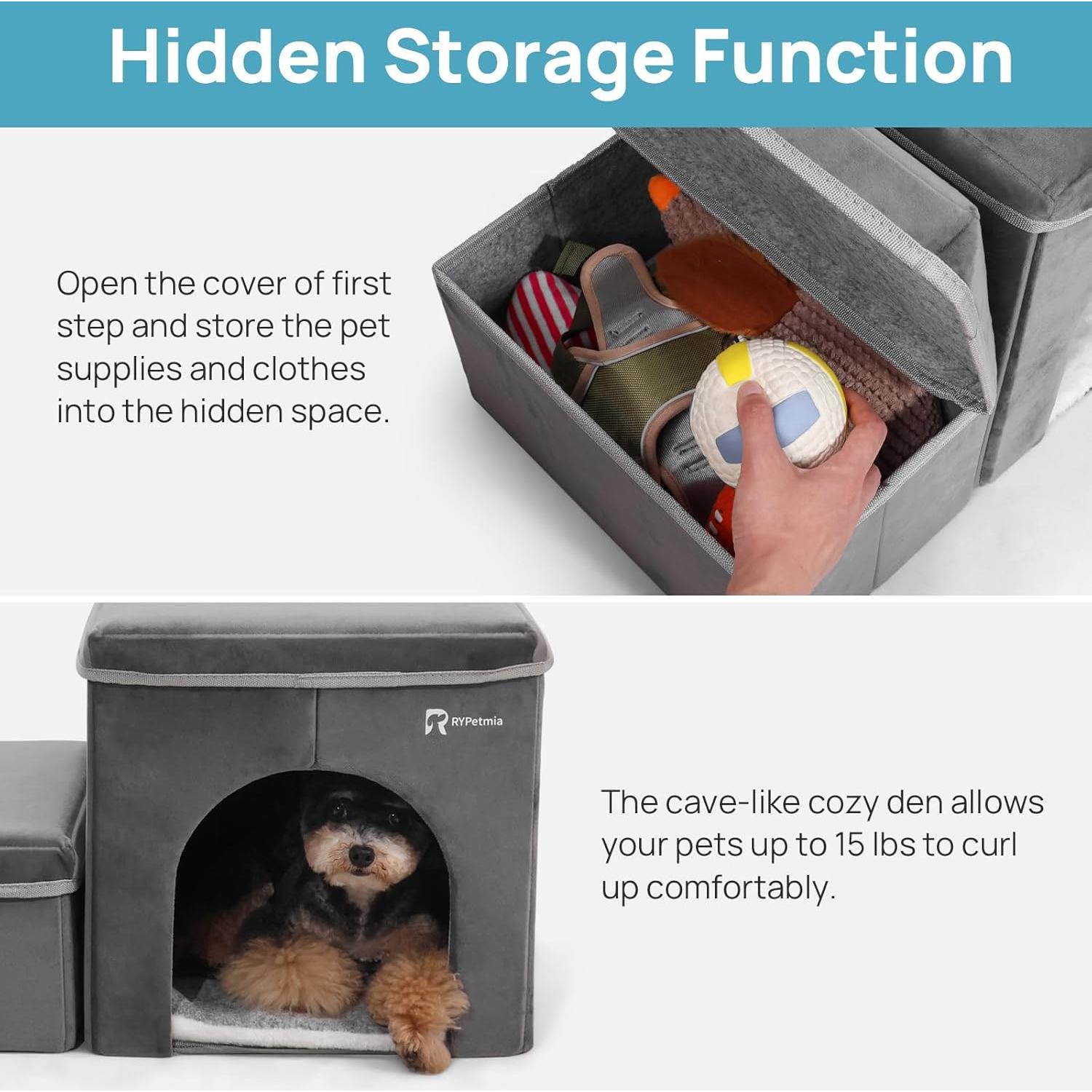 Escalera Plegable para Mascotas RYpetmia 2 Niveles Antideslizante