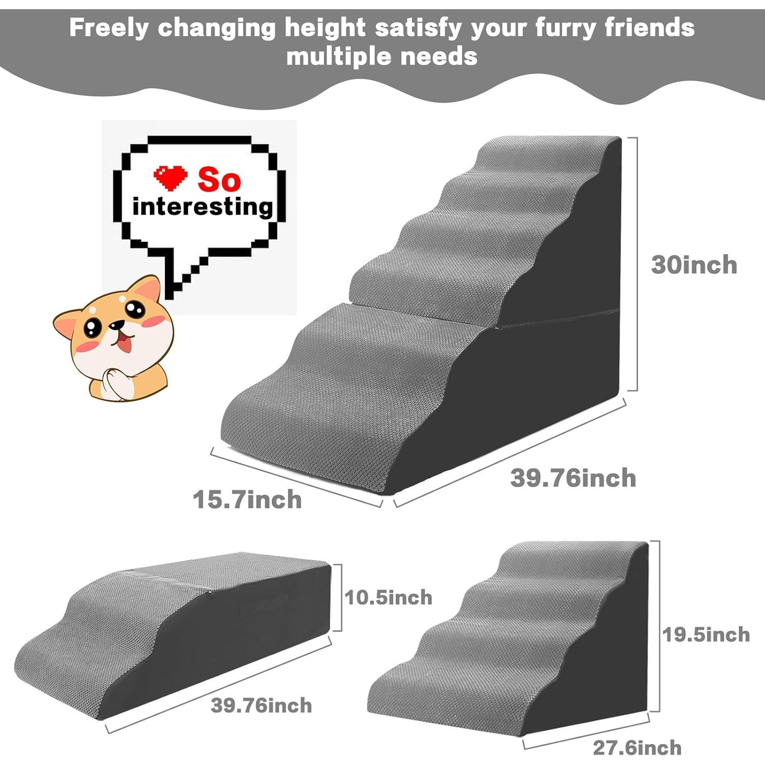 Escalera para Perros MALOROY 76 cm de Altura Gris 6 Pasos