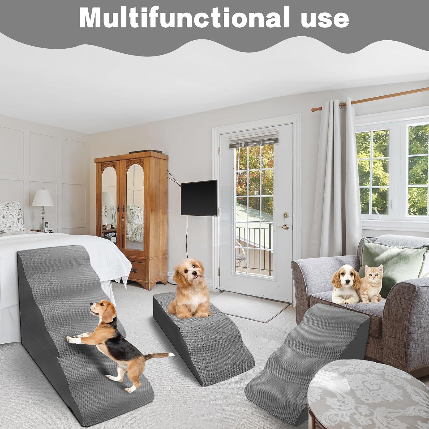 Escalera para Perros MALOROY 76 cm de Altura Gris 6 Pasos