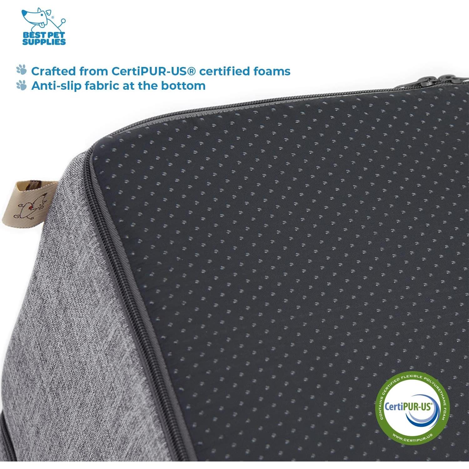 Escalones Plegables para Mascotas Mejores Suministros 3 Escalones Lino Gris