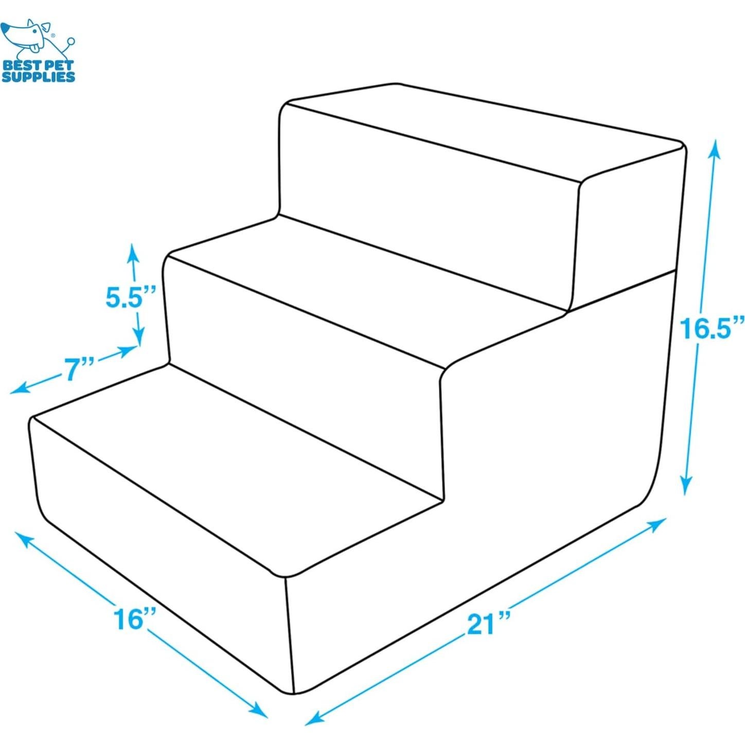 Escalones Plegables para Mascotas Mejores Suministros 3 Escalones Lino Gris
