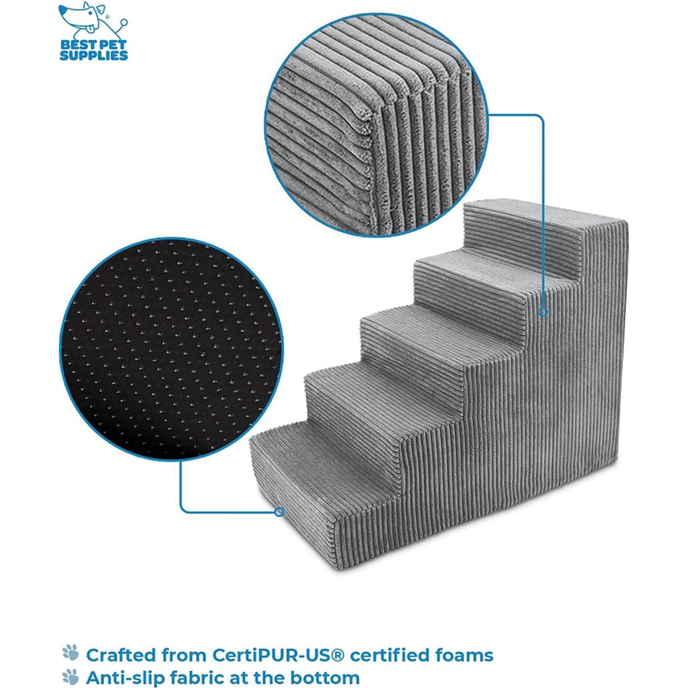 Escaleras para Perros Pequeños y Gatos Mejores Suministros 5 Escalones Gris