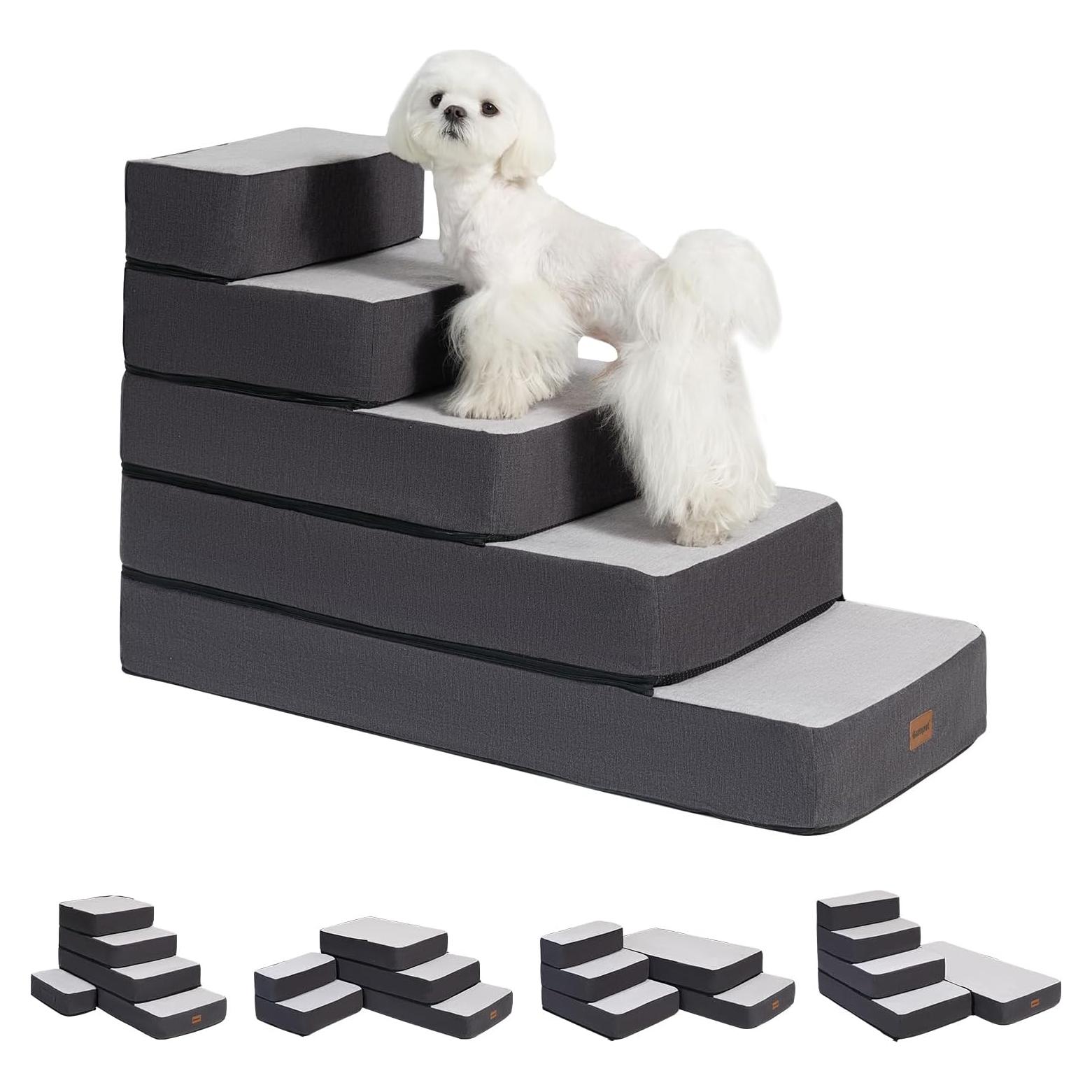 Escaleras Ajustables para Perros Garnpet 5 Pasos Antideslizantes Gris