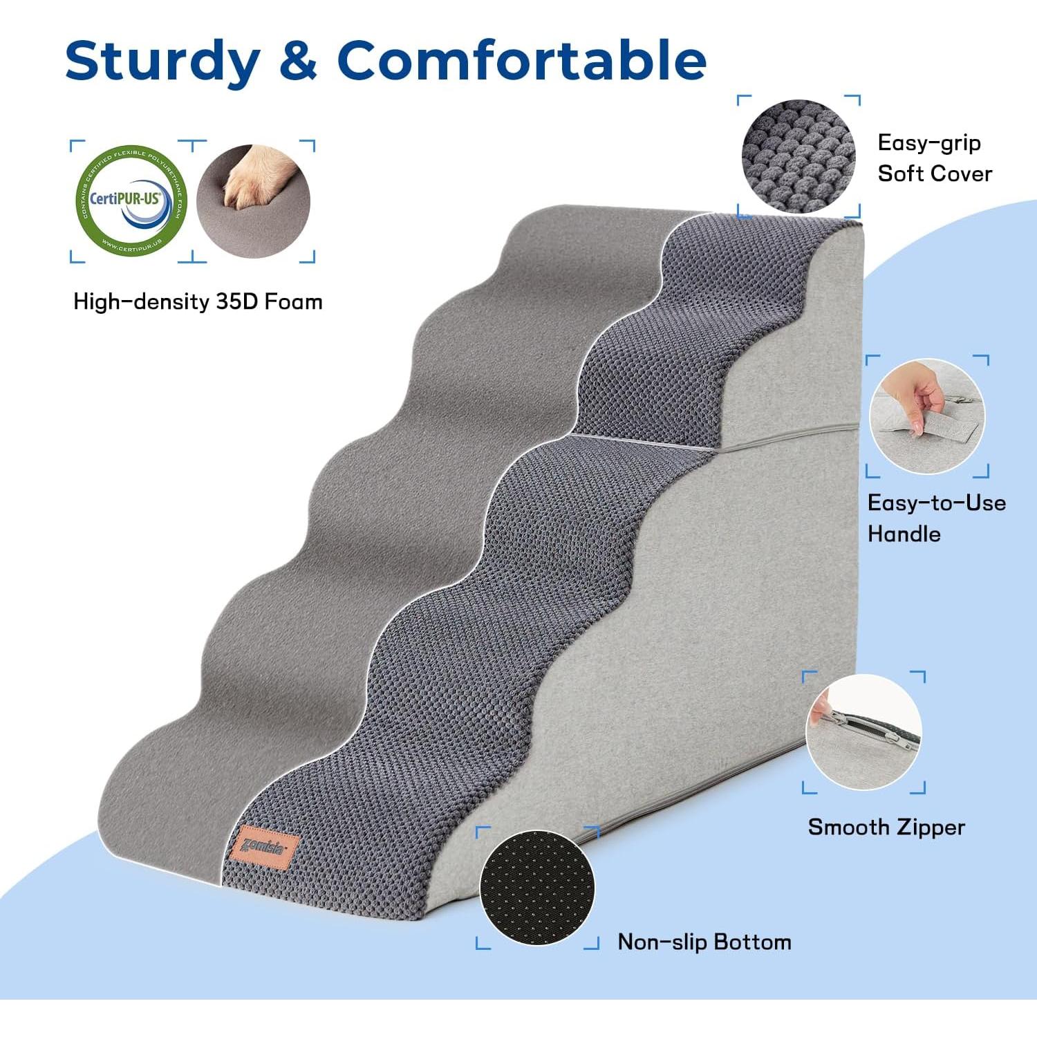 Escalera para Perros ZOMISIA 5 Escalones Antideslizante Gris