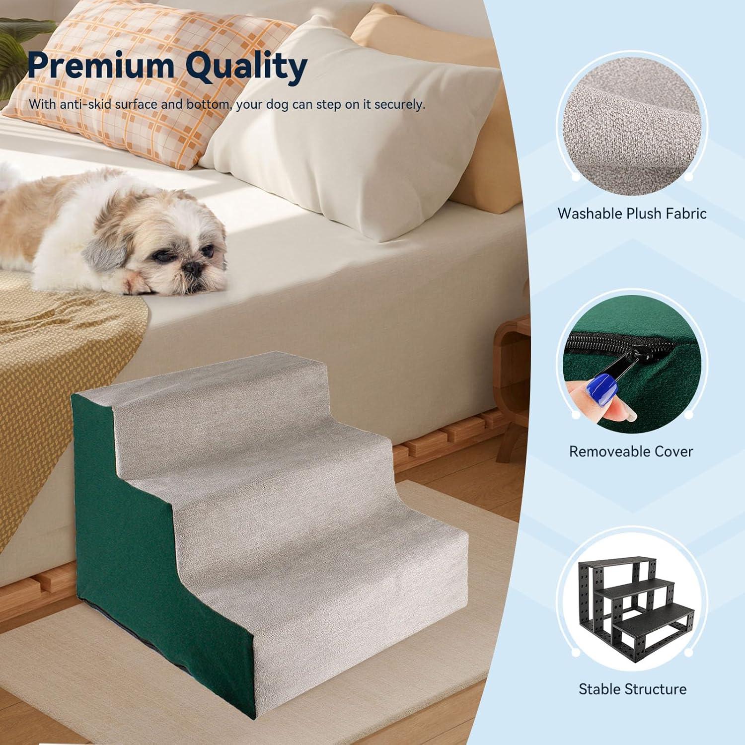 Escalera para Perros LESYPET 3 Pasos Antideslizante Verde 30 cm