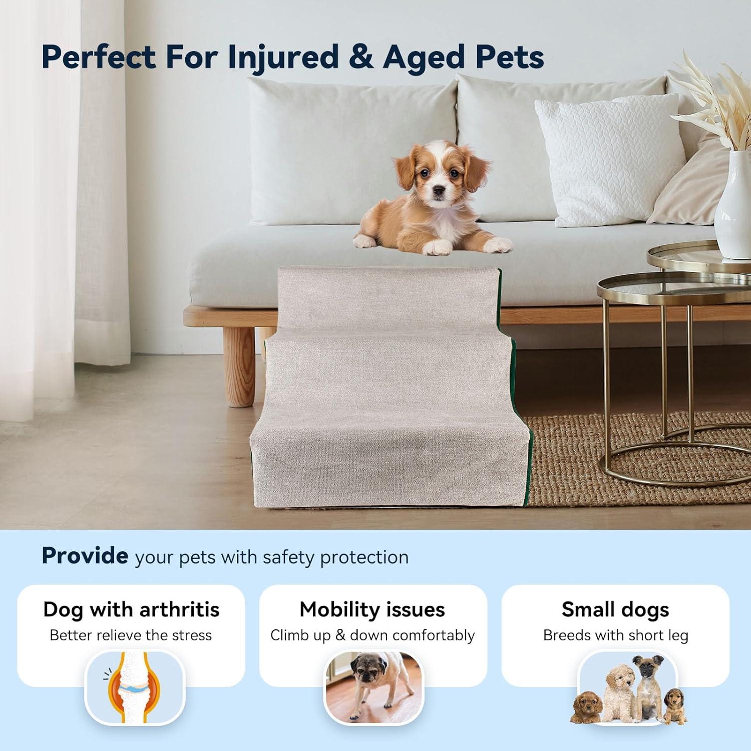 Escalera para Perros LESYPET 3 Pasos Antideslizante Verde 30 cm