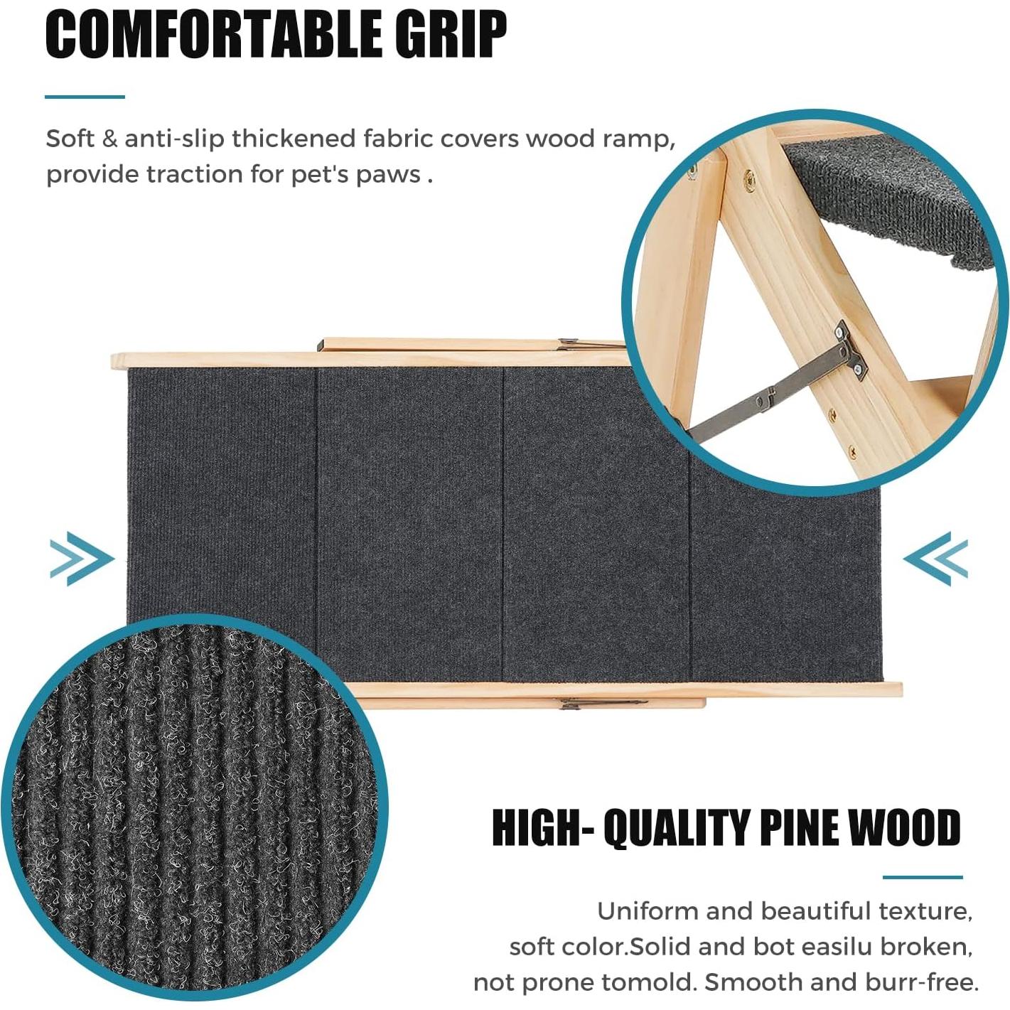 Escalera y Rampa Plegable MEWANG para Mascotas 4 Pasos 80 cm