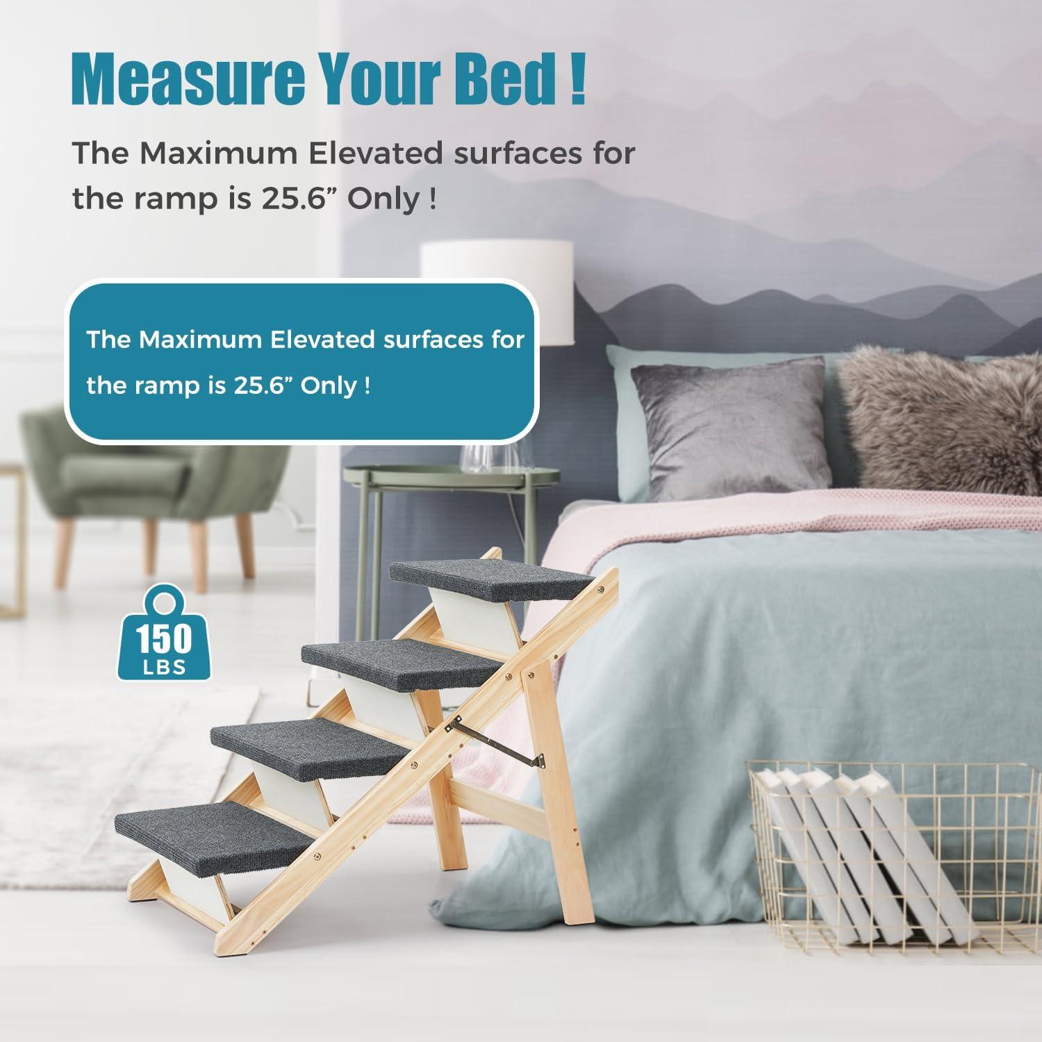 Escalera y Rampa Plegable MEWANG para Mascotas 4 Pasos 80 cm