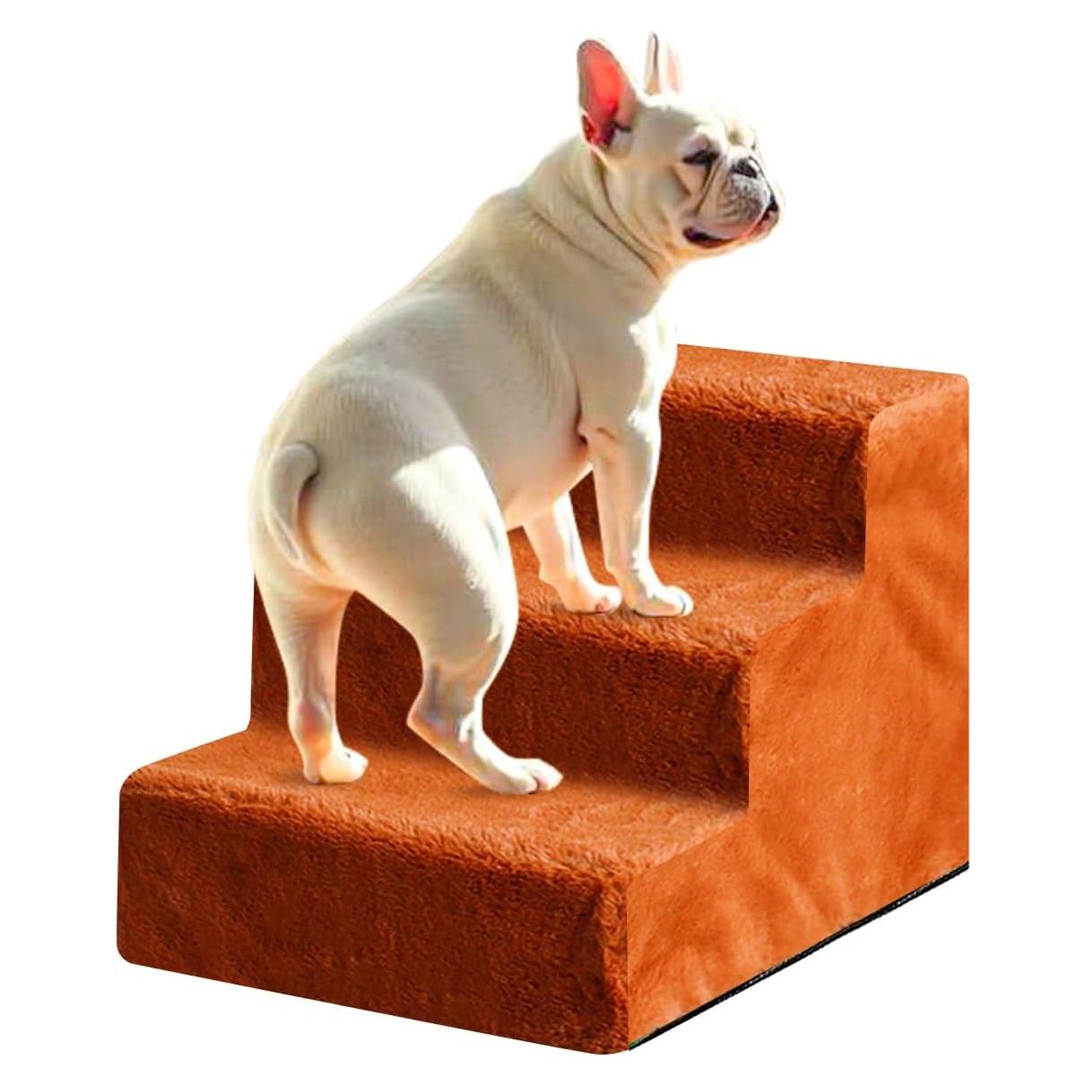 Escalera para Perros Disfrutando 3 Pasos Marrón Antideslizante