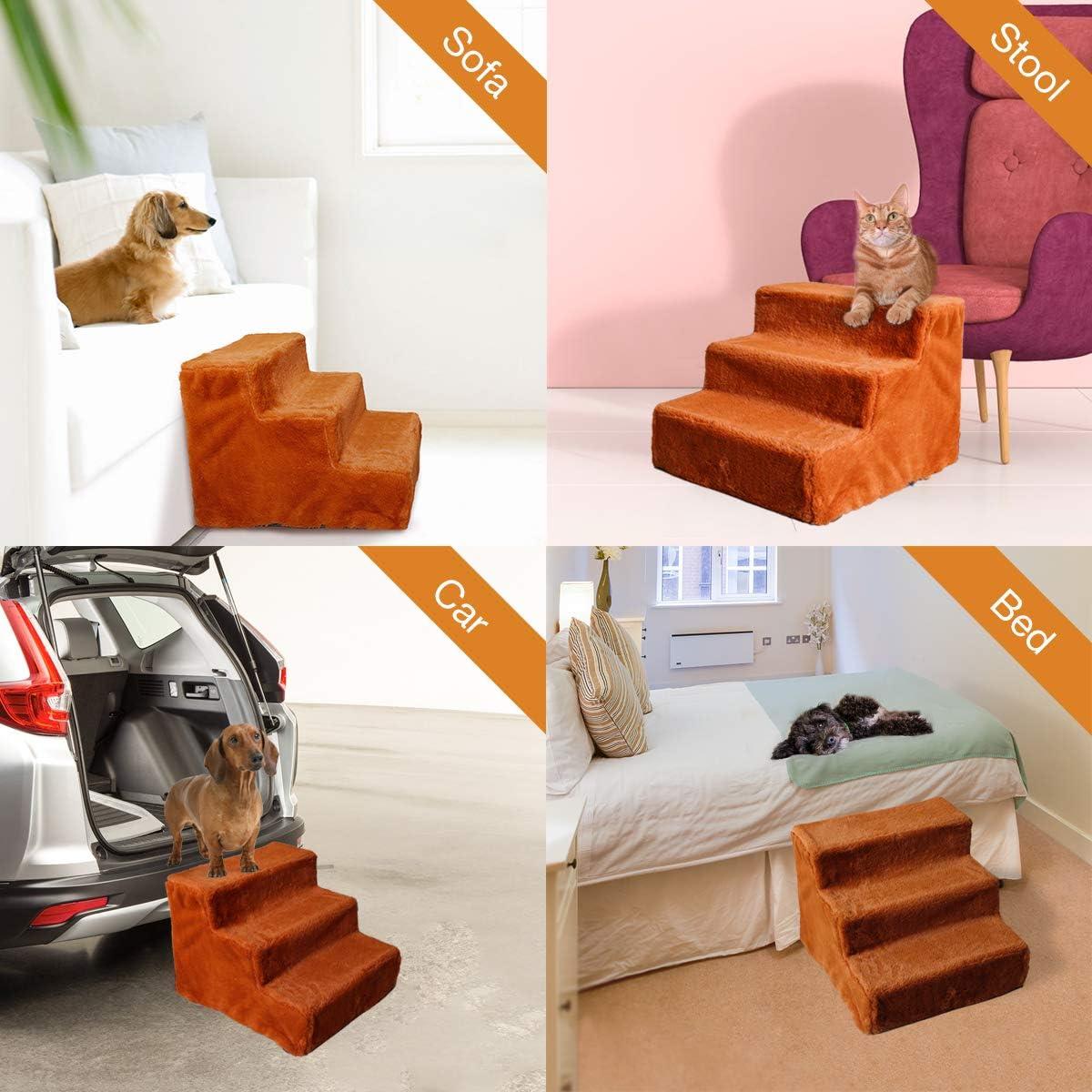 Escalera para Perros Disfrutando 3 Pasos Marrón Antideslizante