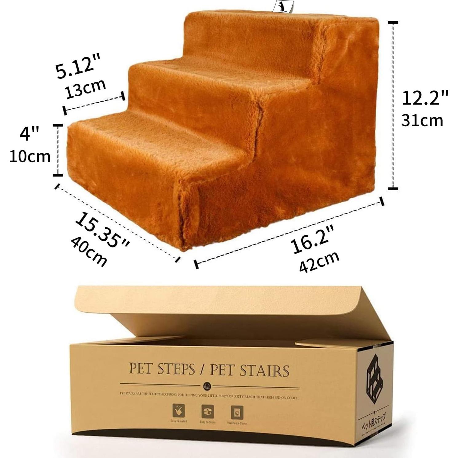 Escalera para Perros Disfrutando 3 Pasos Marrón Antideslizante