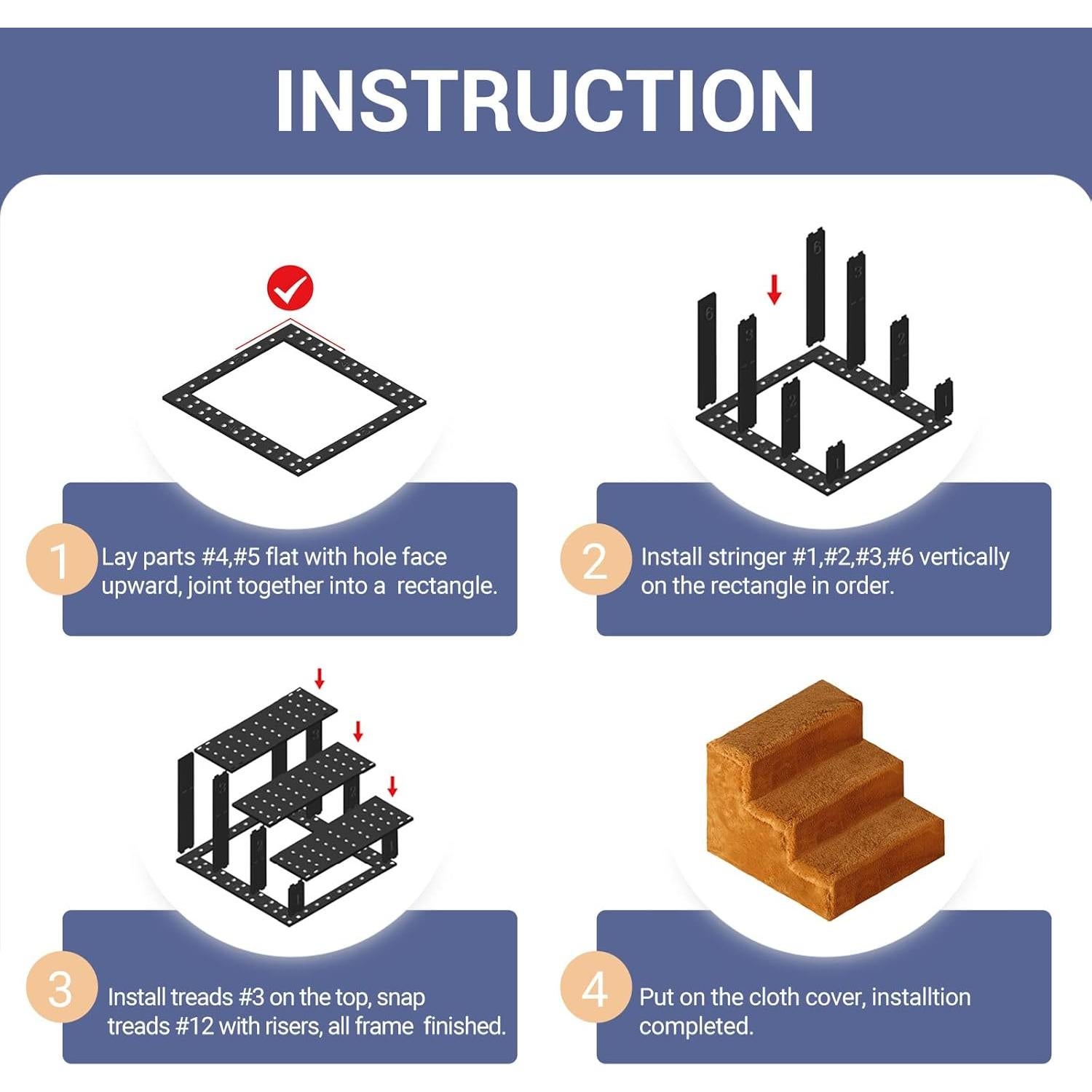 Escalera para Perros Disfrutando 3 Pasos Marrón Antideslizante