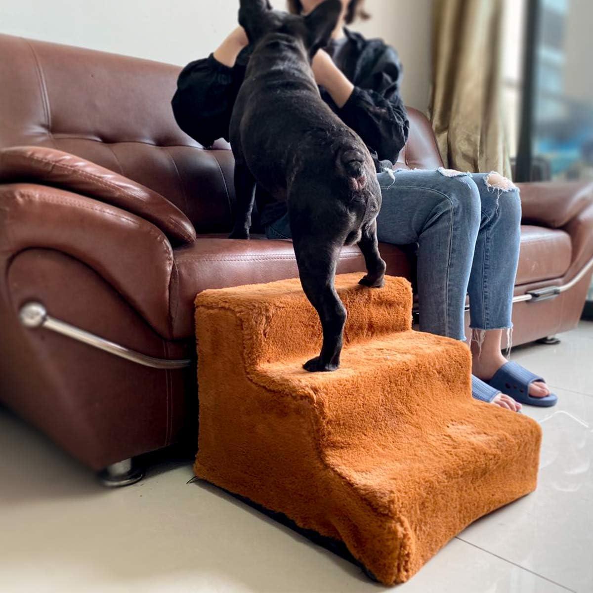 Escalera para Perros Disfrutando 3 Pasos Marrón Antideslizante