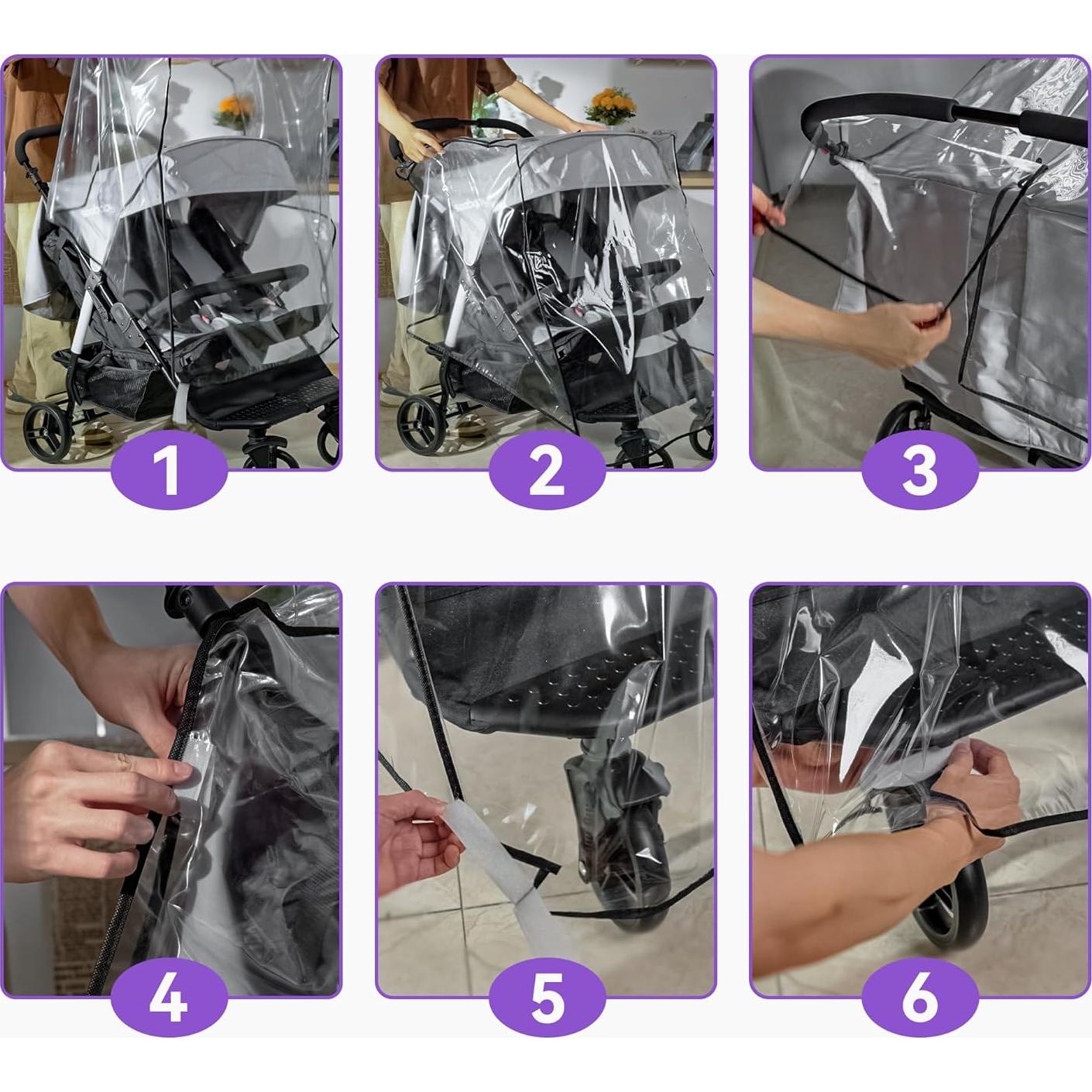 Cubierta de Lluvia para Cochecito Doble bemece - EVA Transparente