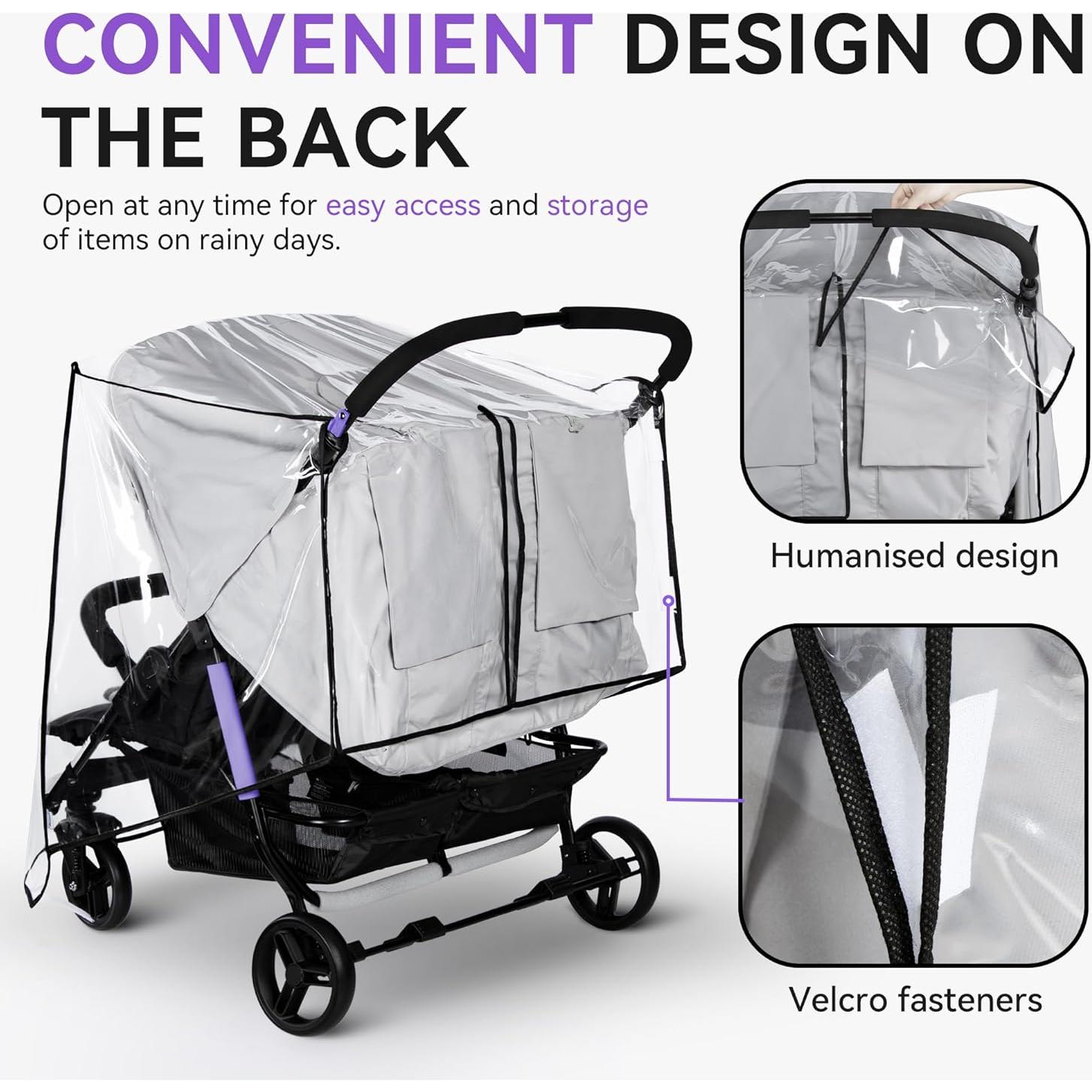 Cubierta de Lluvia para Cochecito Doble bemece - EVA Transparente