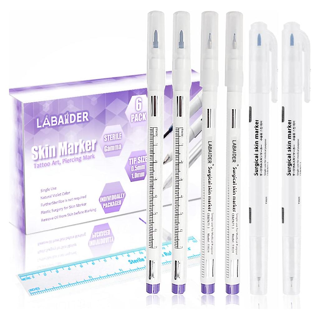 Marcadores de Piel Estériles LabAider 6 Pcs Punta 0.5/1MM