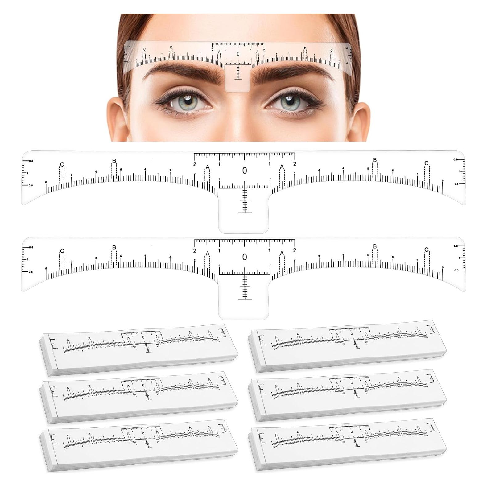 100 Plantillas de Cejas Desechables Abeillo - Herramienta de Medición