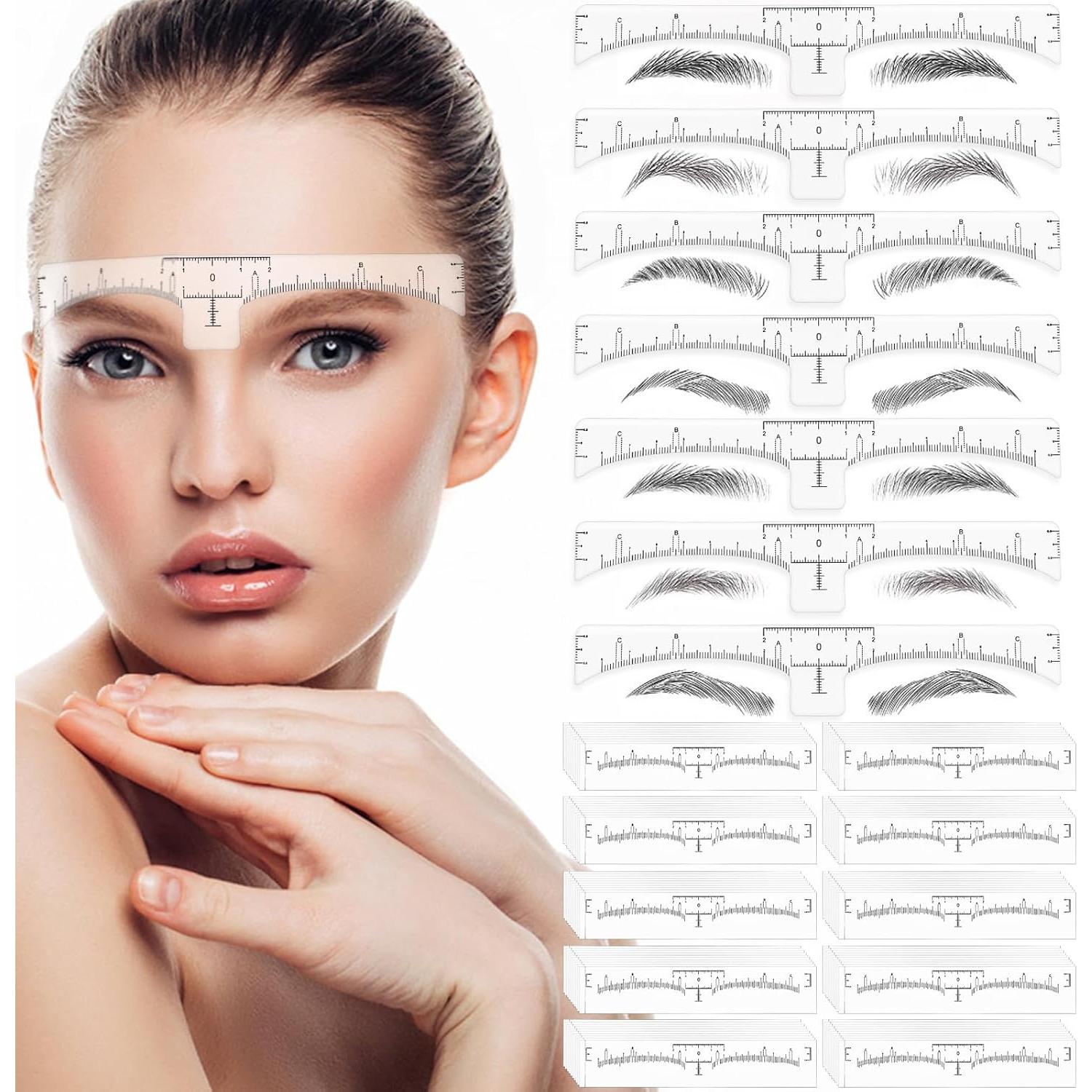 100 Plantillas de Cejas Desechables Abeillo - Herramienta de Medición