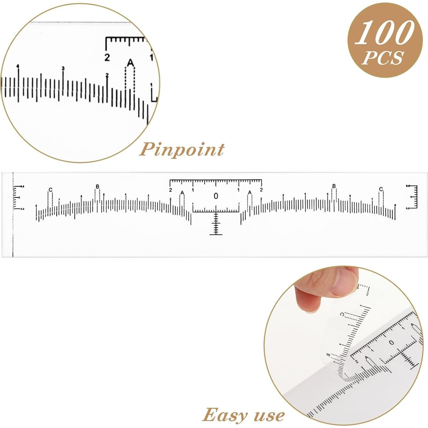 100 Plantillas de Cejas Desechables Abeillo - Herramienta de Medición