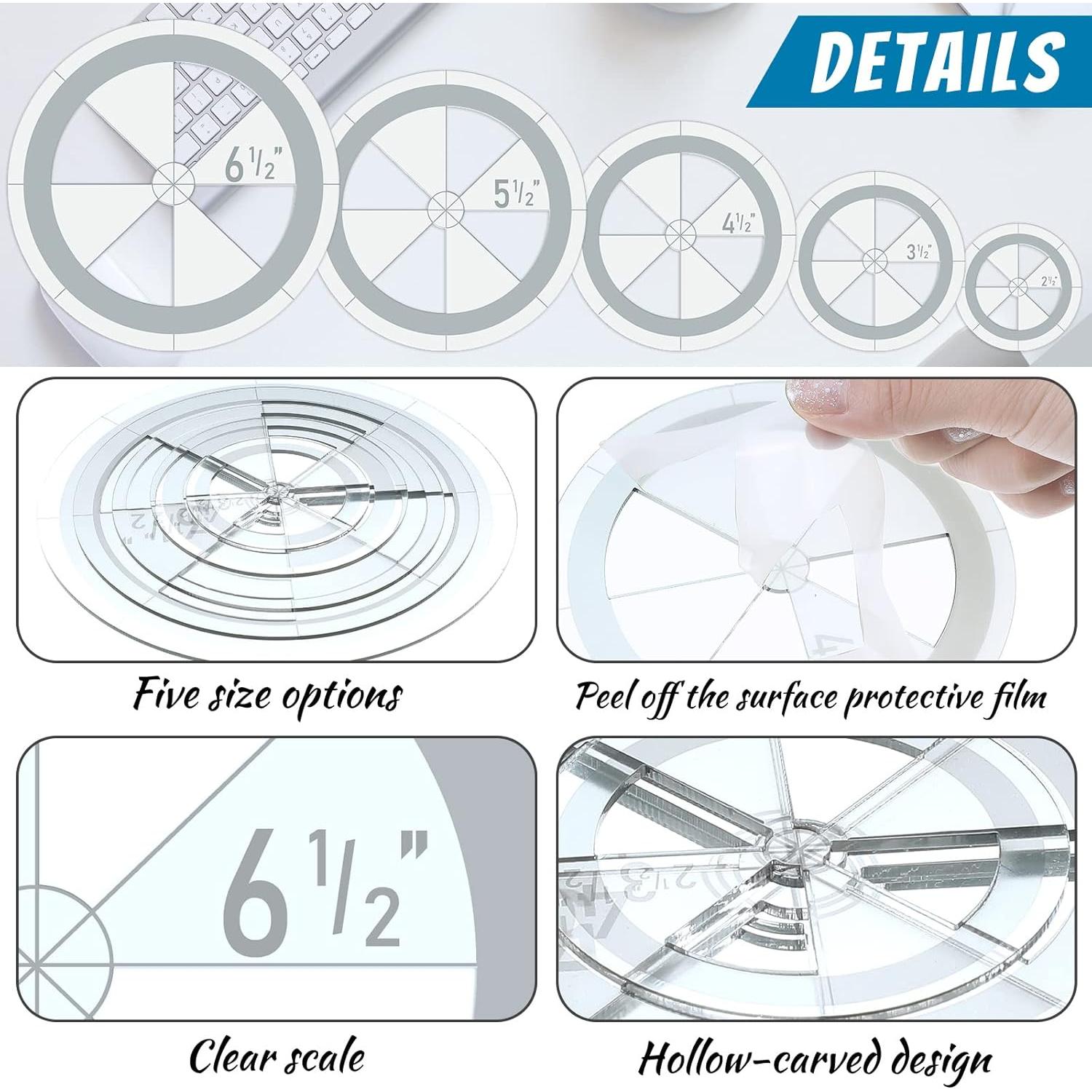 Conjunto de Reglas de Acolchado Geyee 5 Pcs Acrílico 2.5-16.5 cm