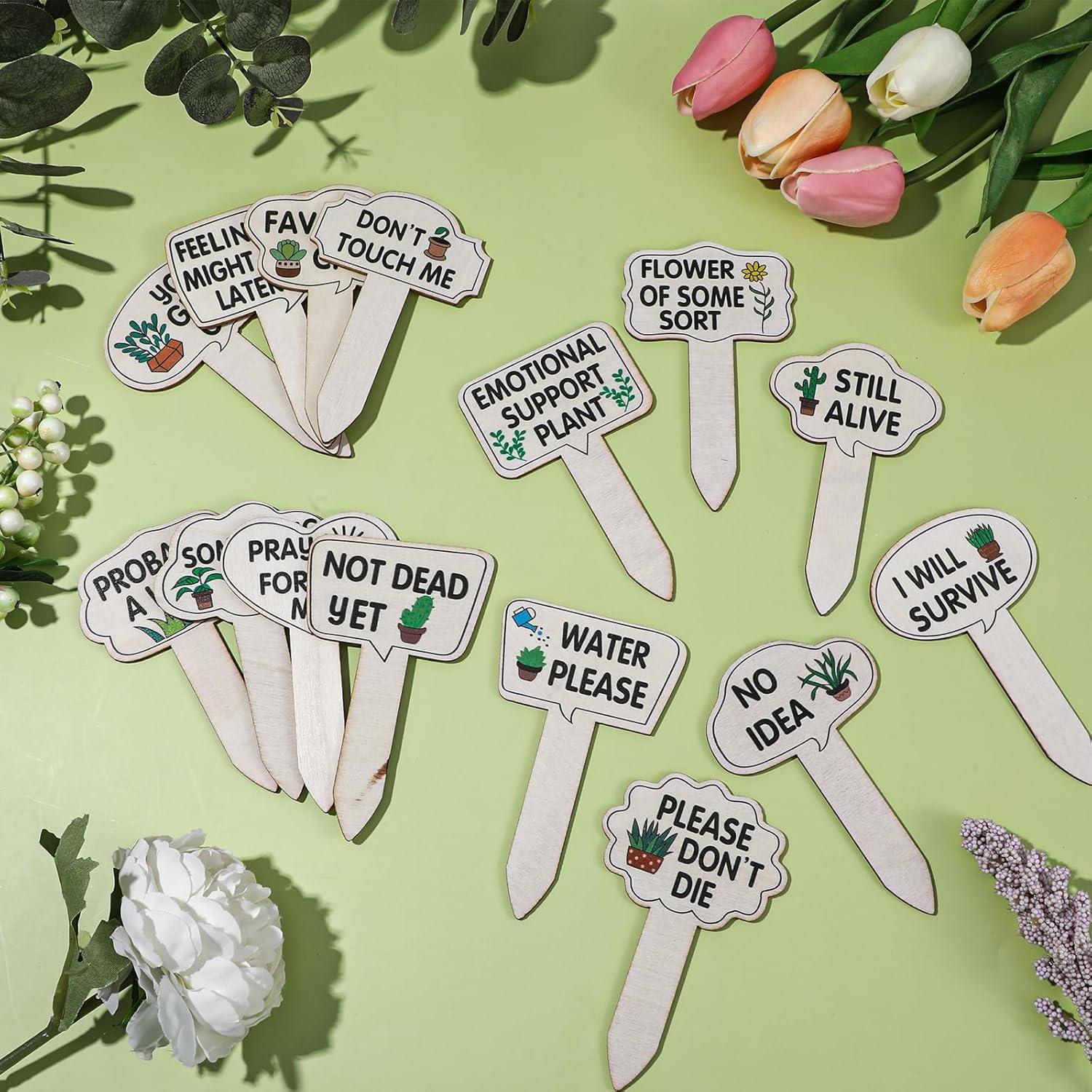 15 Etiquetas de Madera para Plantas Ouligay Impermeables