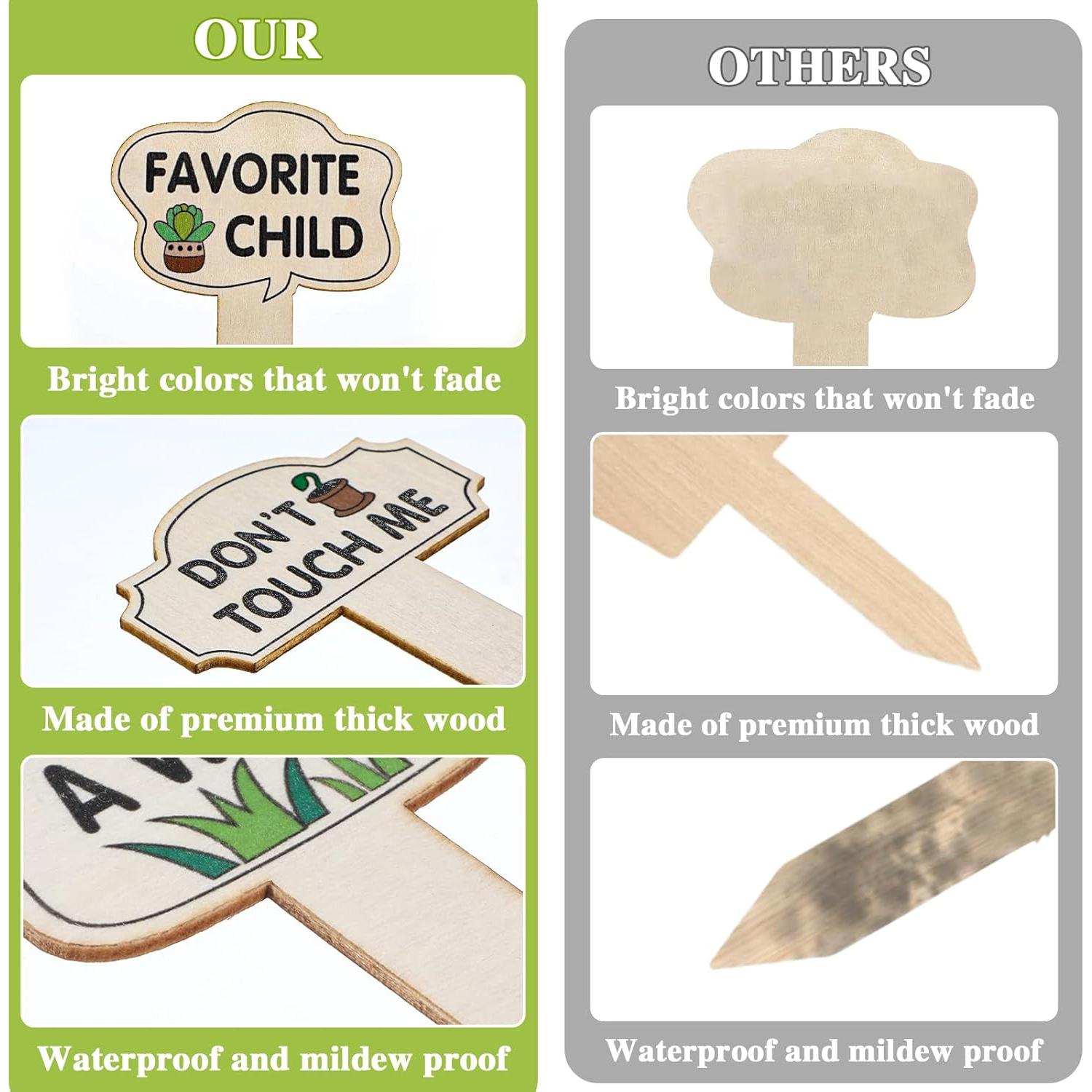 15 Etiquetas de Madera para Plantas Ouligay Impermeables