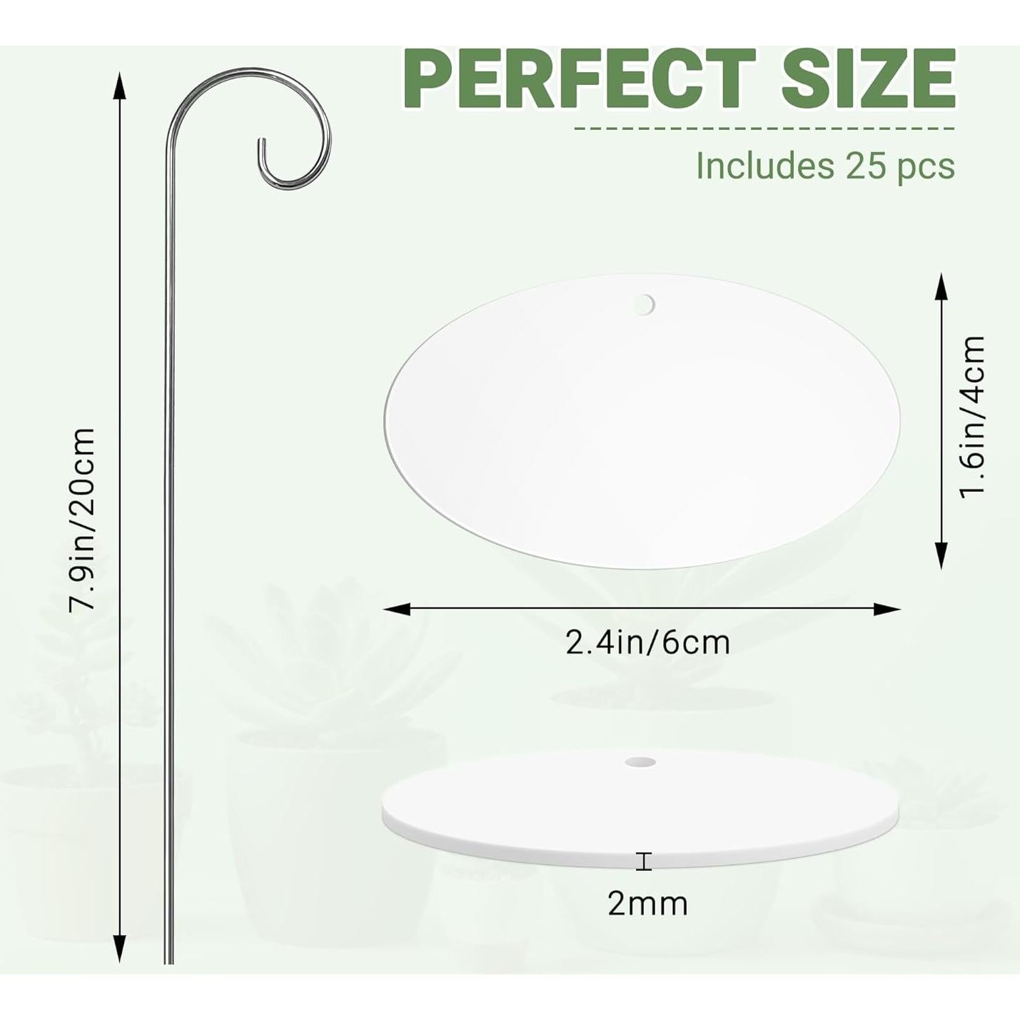 25 Etiquetas de Plantas Acrílico Morledoa con Estacas y Bolígrafo