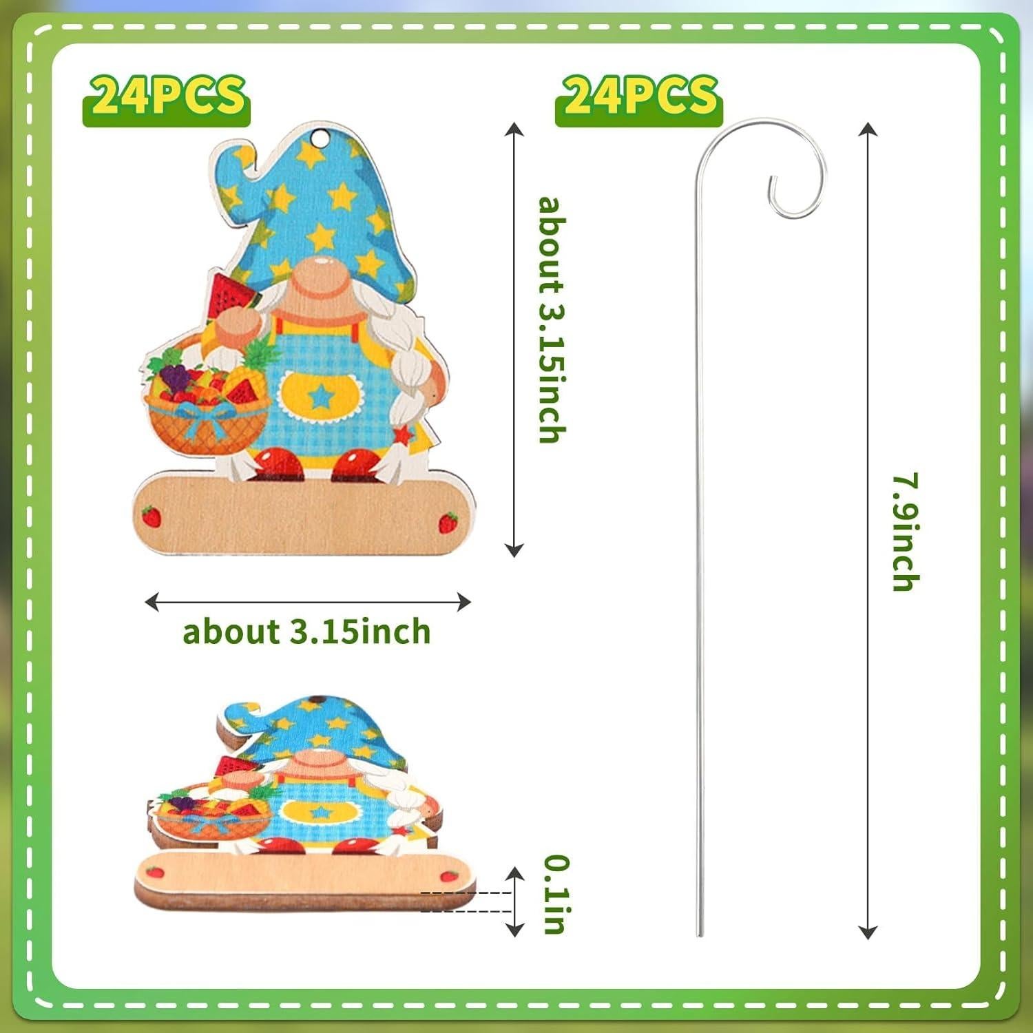 UPINS 24 Etiquetas de Gnomos para Jardín - Madera Impermeable