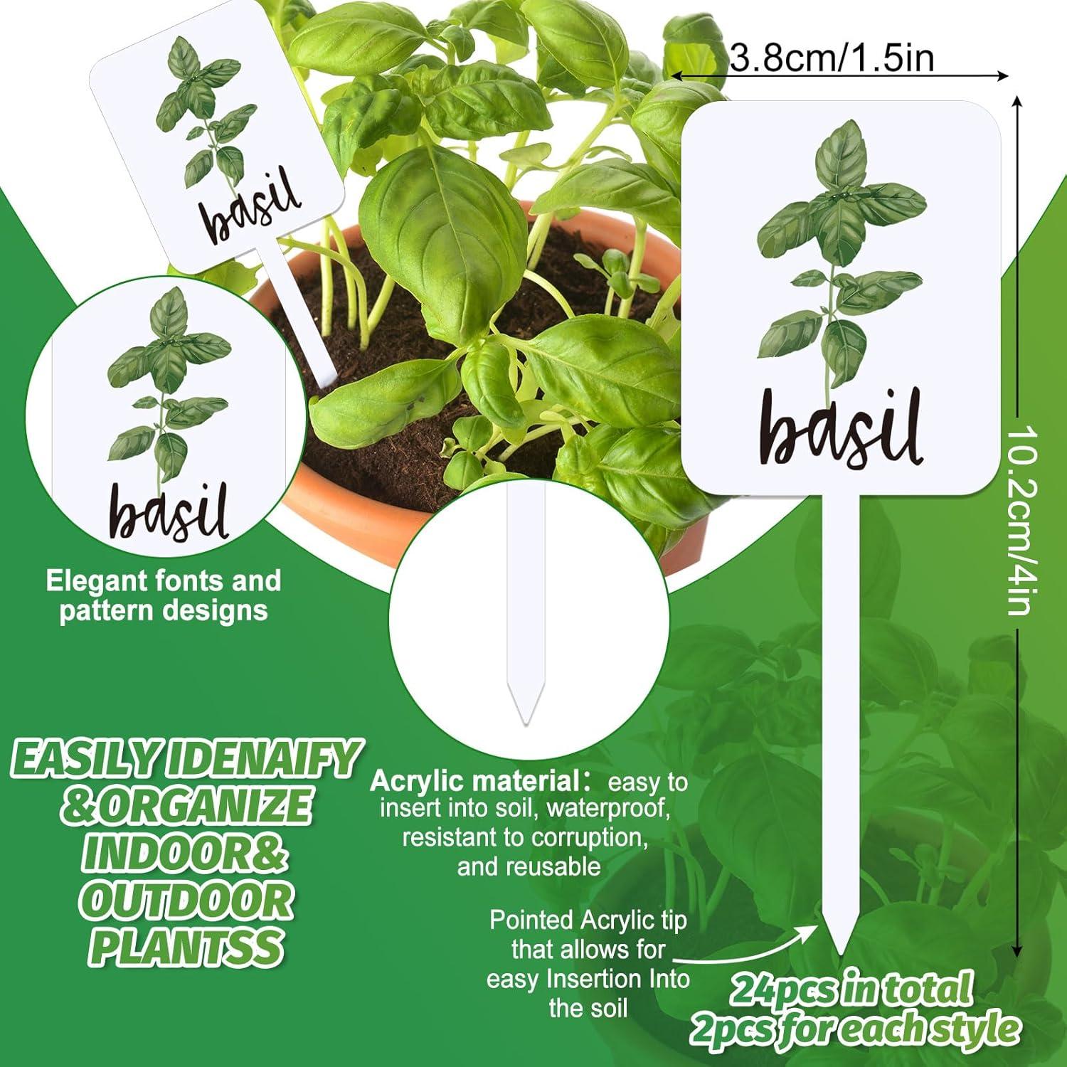 Etiquetas de Plantas Acrílicas Whaline 24 Pcs 12 Diseños