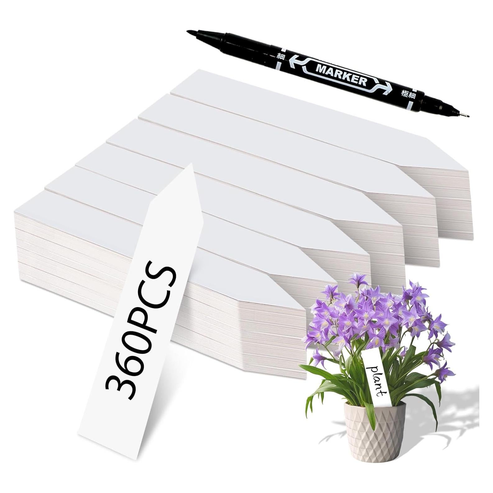 Etiquetas de Jardín Diteryy 360 Pcs Plástico Blanco con Bolígrafo