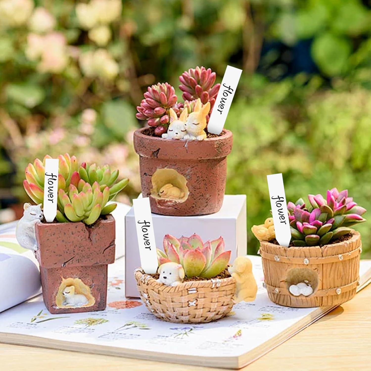 Etiquetas de Jardín Diteryy 360 Pcs Plástico Blanco con Bolígrafo