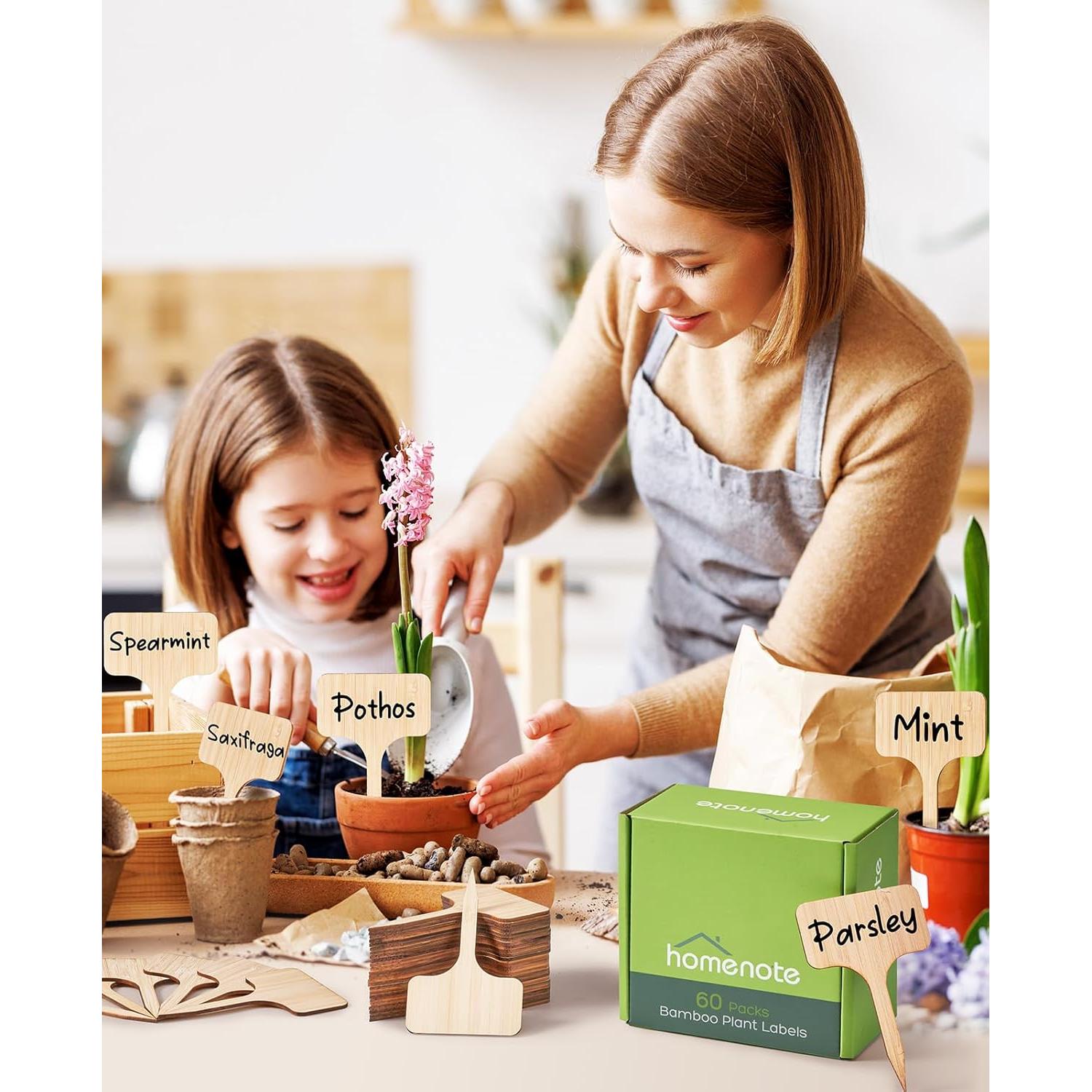 Etiquetas de Planta de Bambú Homenote 60 Pcs 6x10 cm