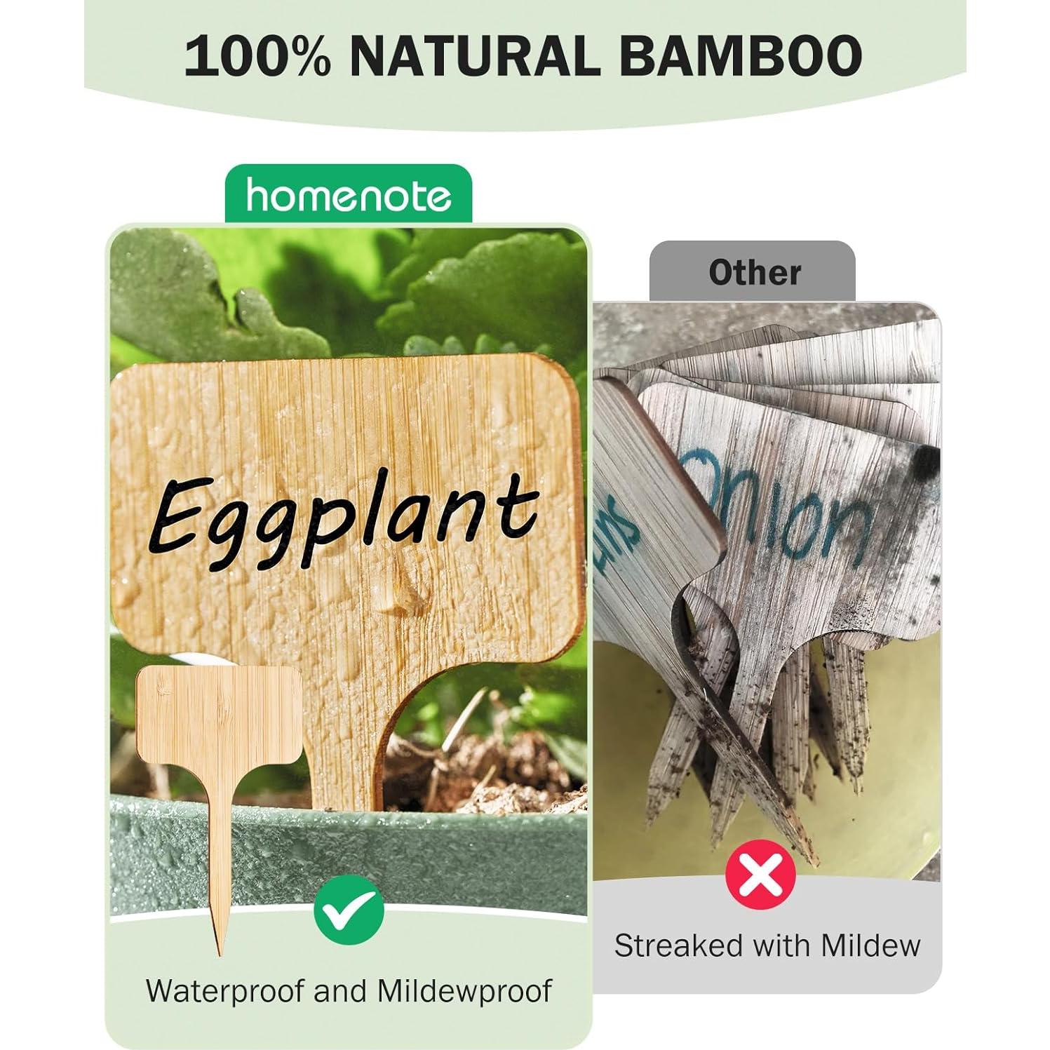 Etiquetas de Planta de Bambú Homenote 60 Pcs 6x10 cm