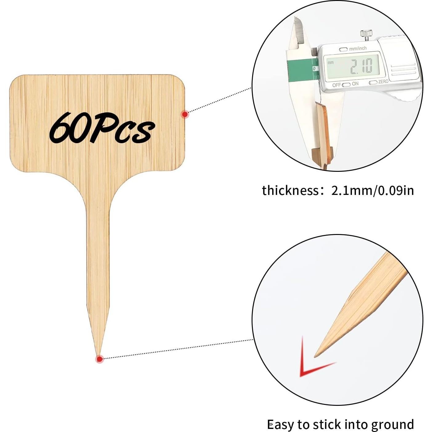 Marcadores de Jardín de Madera Tipo T Kinglake - 60 Pcs