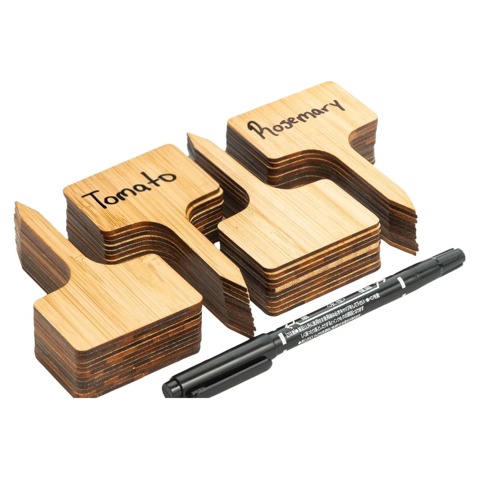 Etiquetas de Jardín Ecológicas de Bambú Natural - 52 Piezas