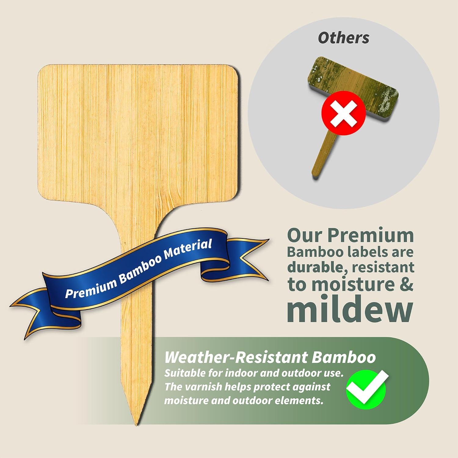 Etiquetas de Jardín Ecológicas de Bambú Natural - 52 Piezas
